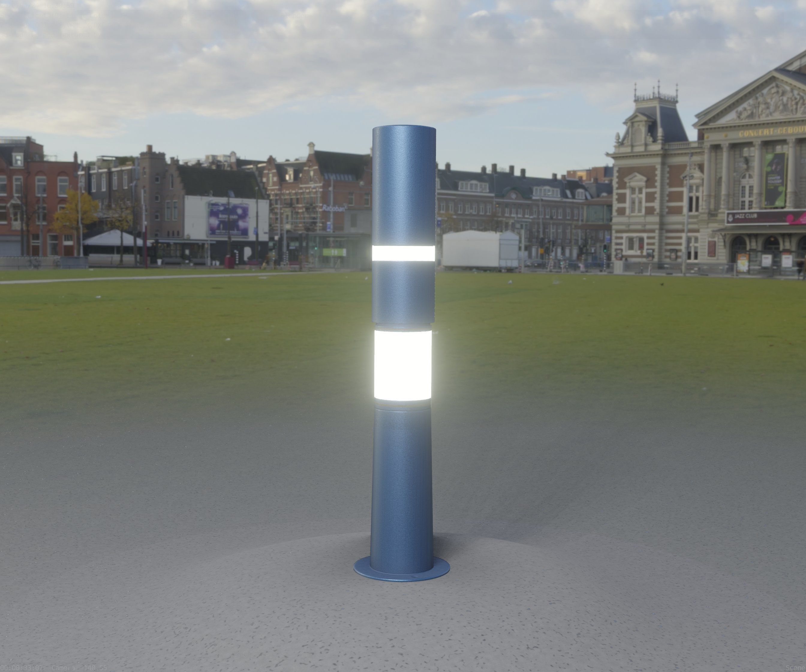 Low-Poly Blue Light Column 8 - Street Light Set-9 Low-poly 3D model_99
