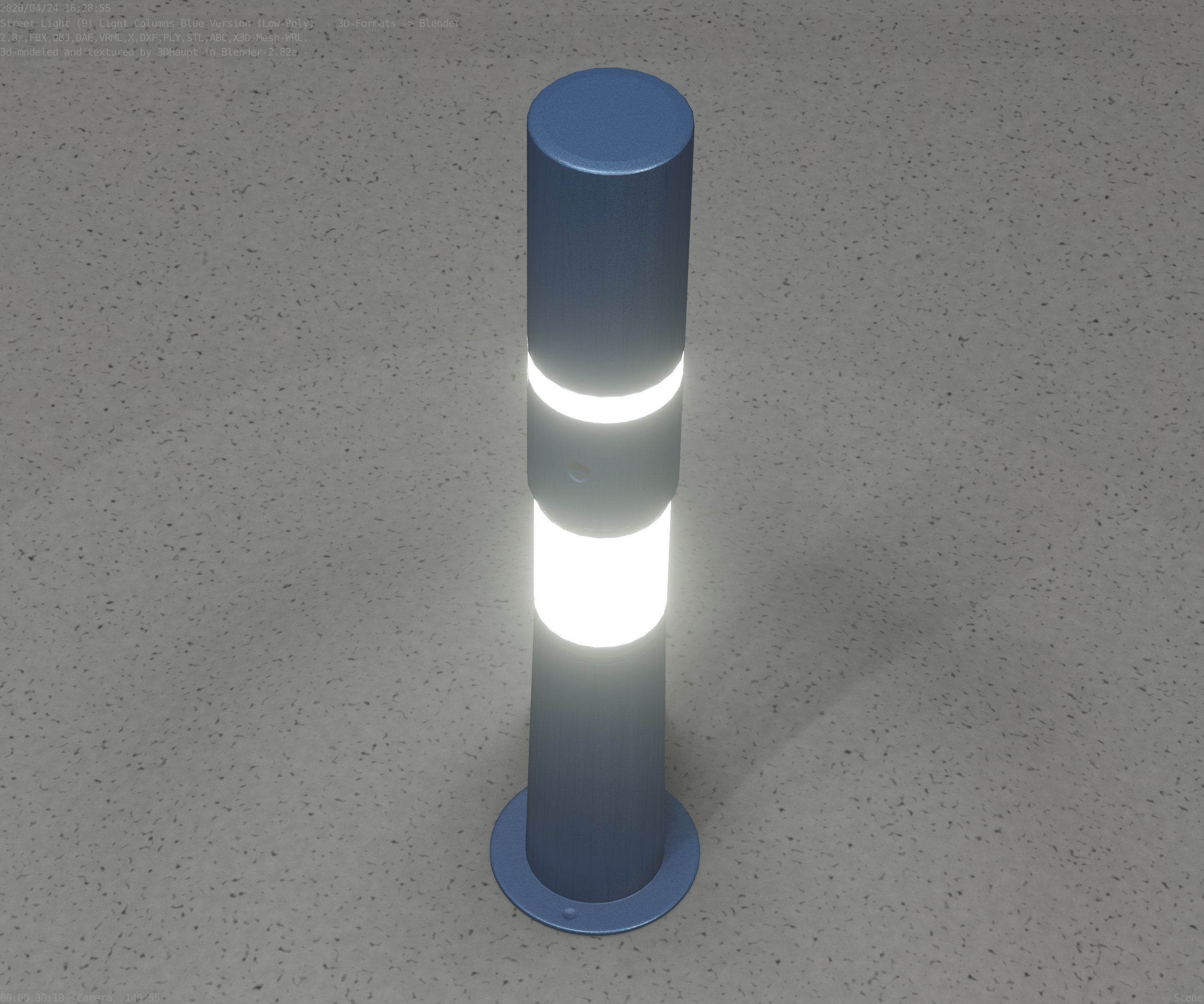 Low-Poly Blue Light Column 8 - Street Light Set-9 Low-poly 3D model_50