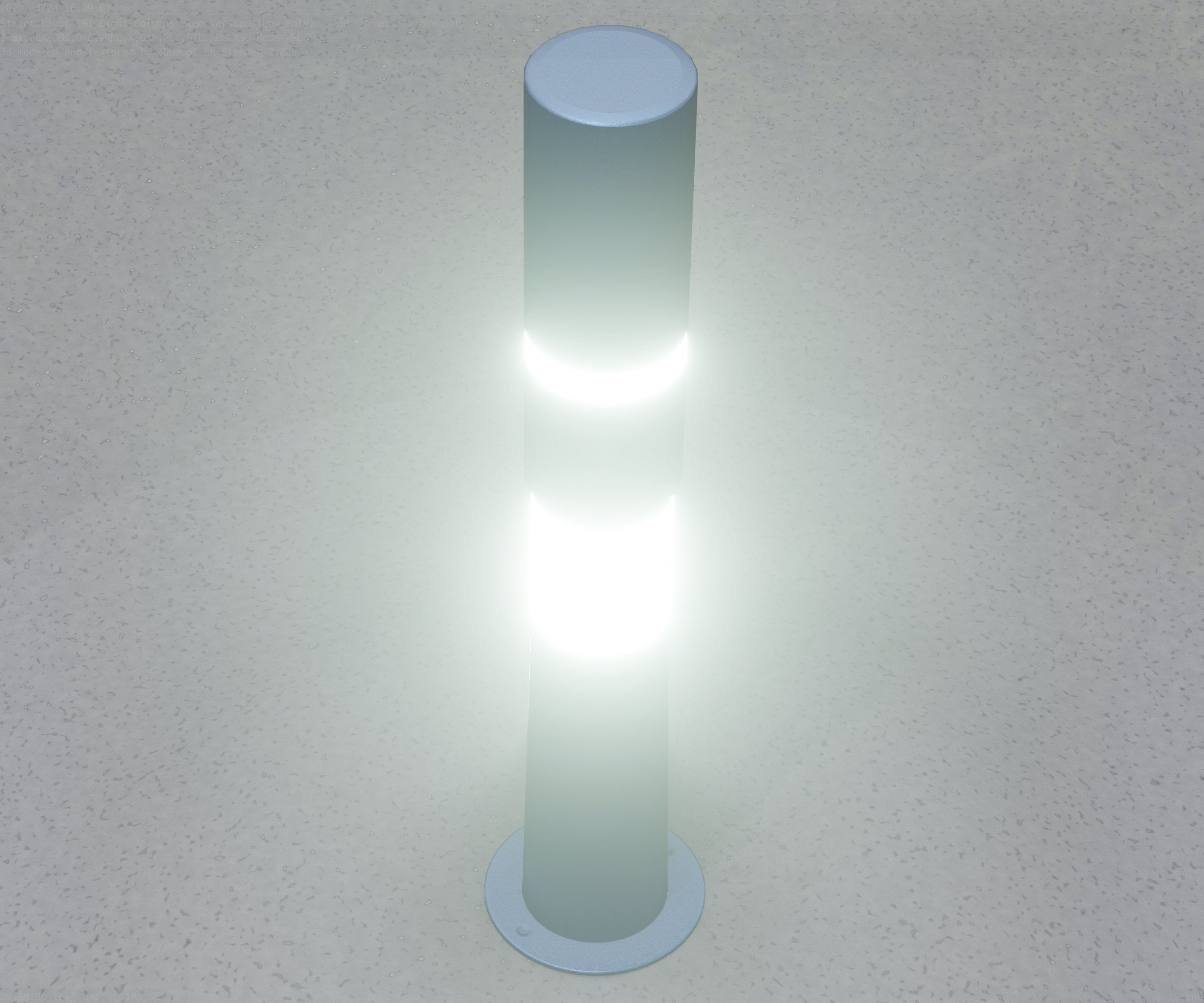 Low-Poly Blue Light Column 8 - Street Light Set-9 Low-poly 3D model_56
