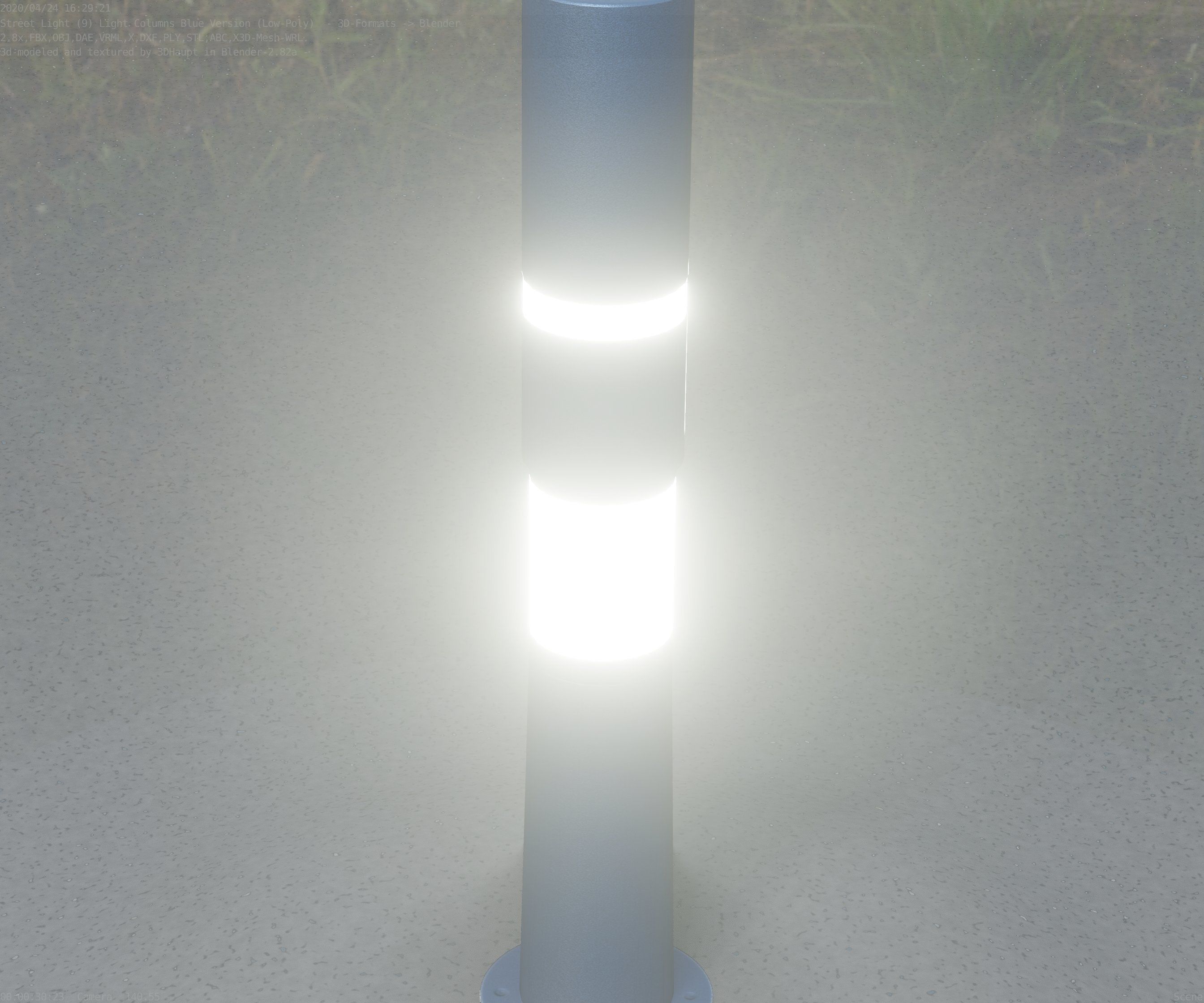 Low-Poly Blue Light Column 8 - Street Light Set-9 Low-poly 3D model_63
