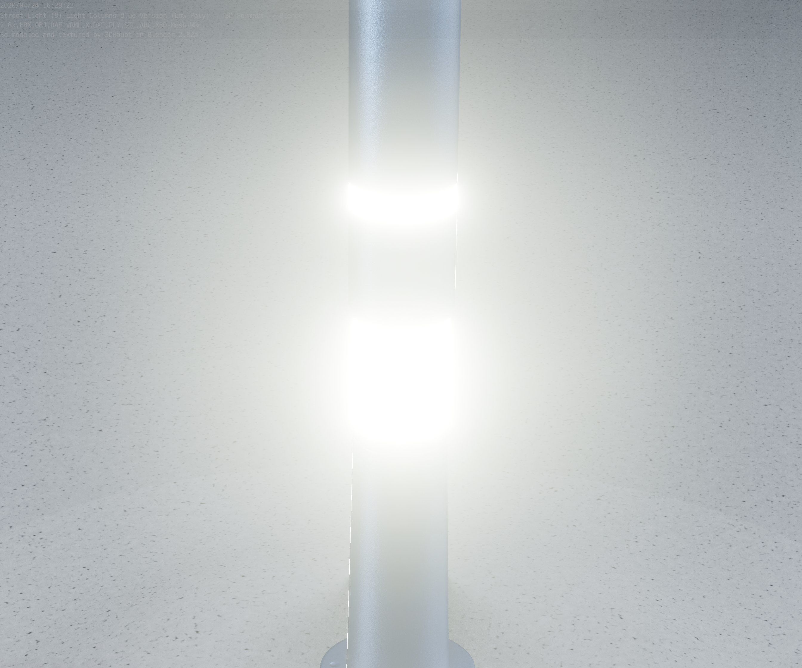 Low-Poly Blue Light Column 8 - Street Light Set-9 Low-poly 3D model_64