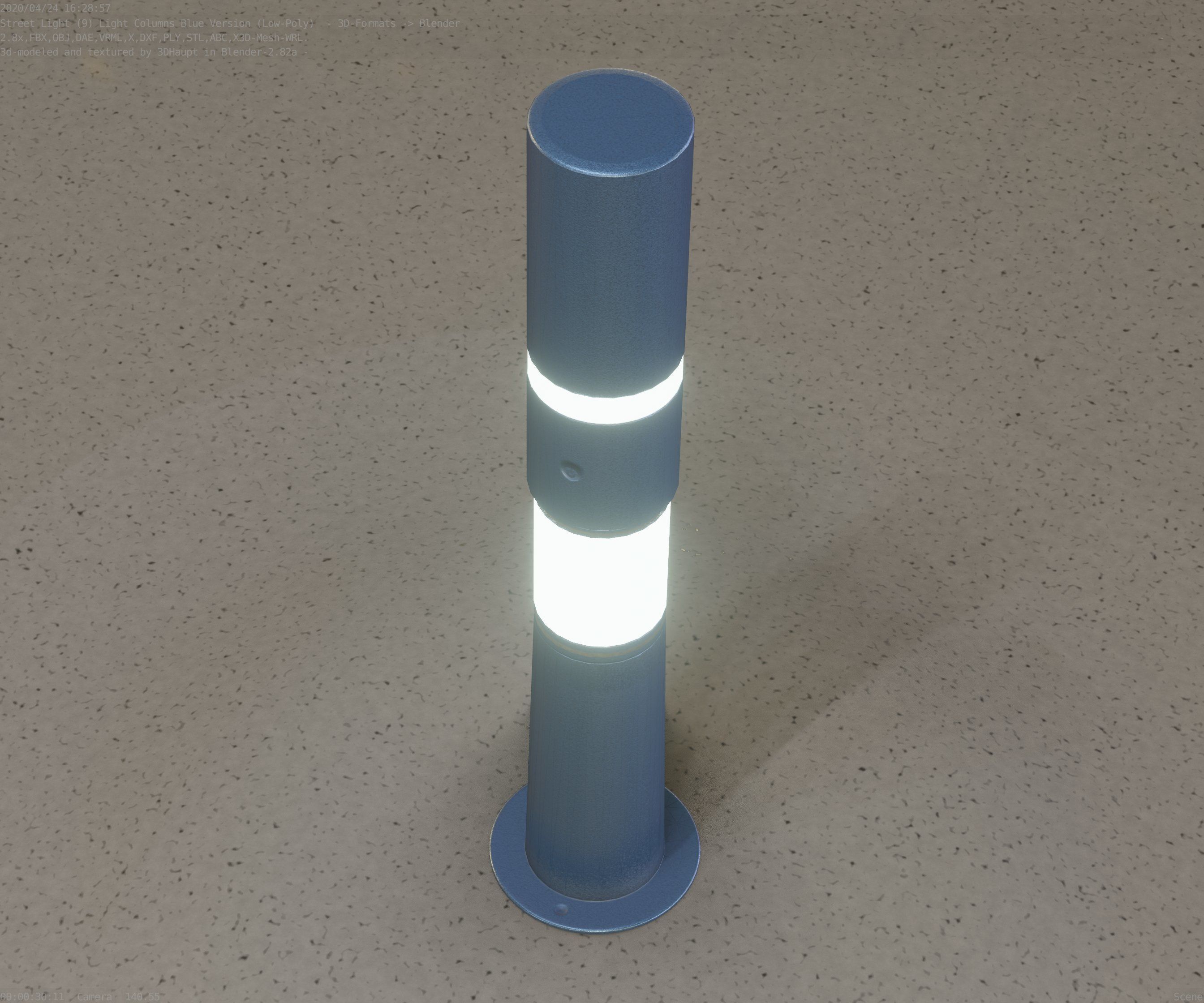 Low-Poly Blue Light Column 8 - Street Light Set-9 Low-poly 3D model_51