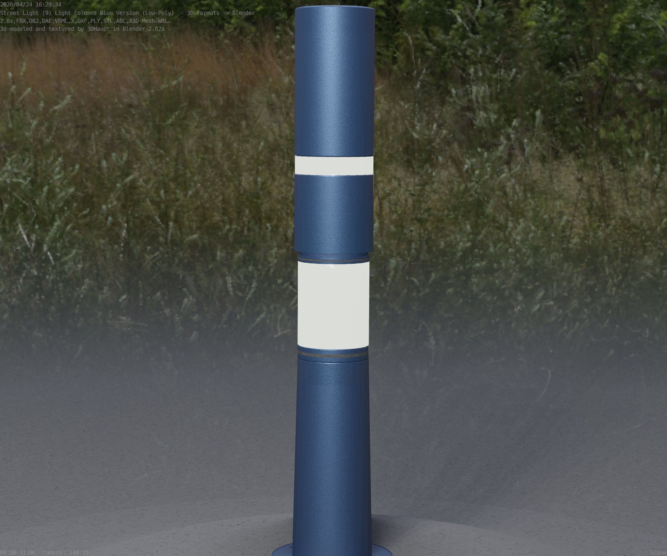 Low-Poly Blue Light Column 8 - Street Light Set-9 Low-poly 3D model_70