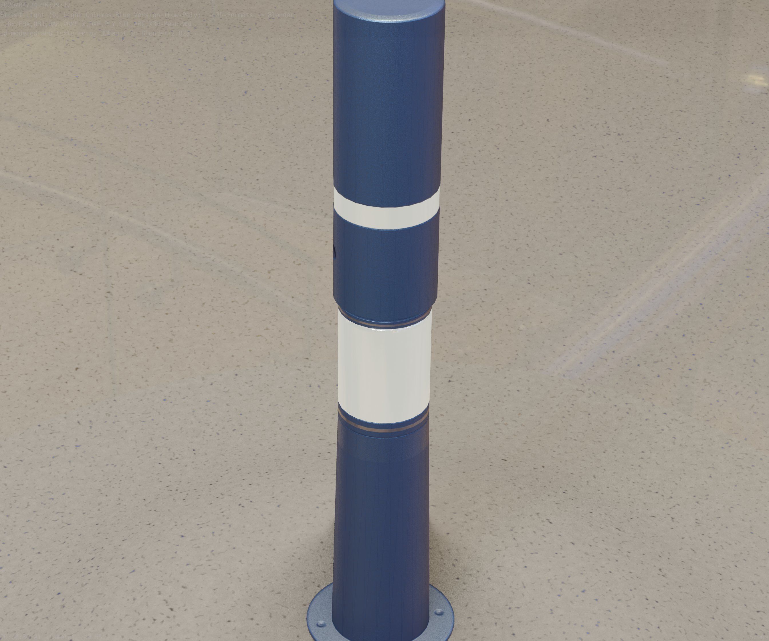 Low-Poly Blue Light Column 8 - Street Light Set-9 Low-poly 3D model_61