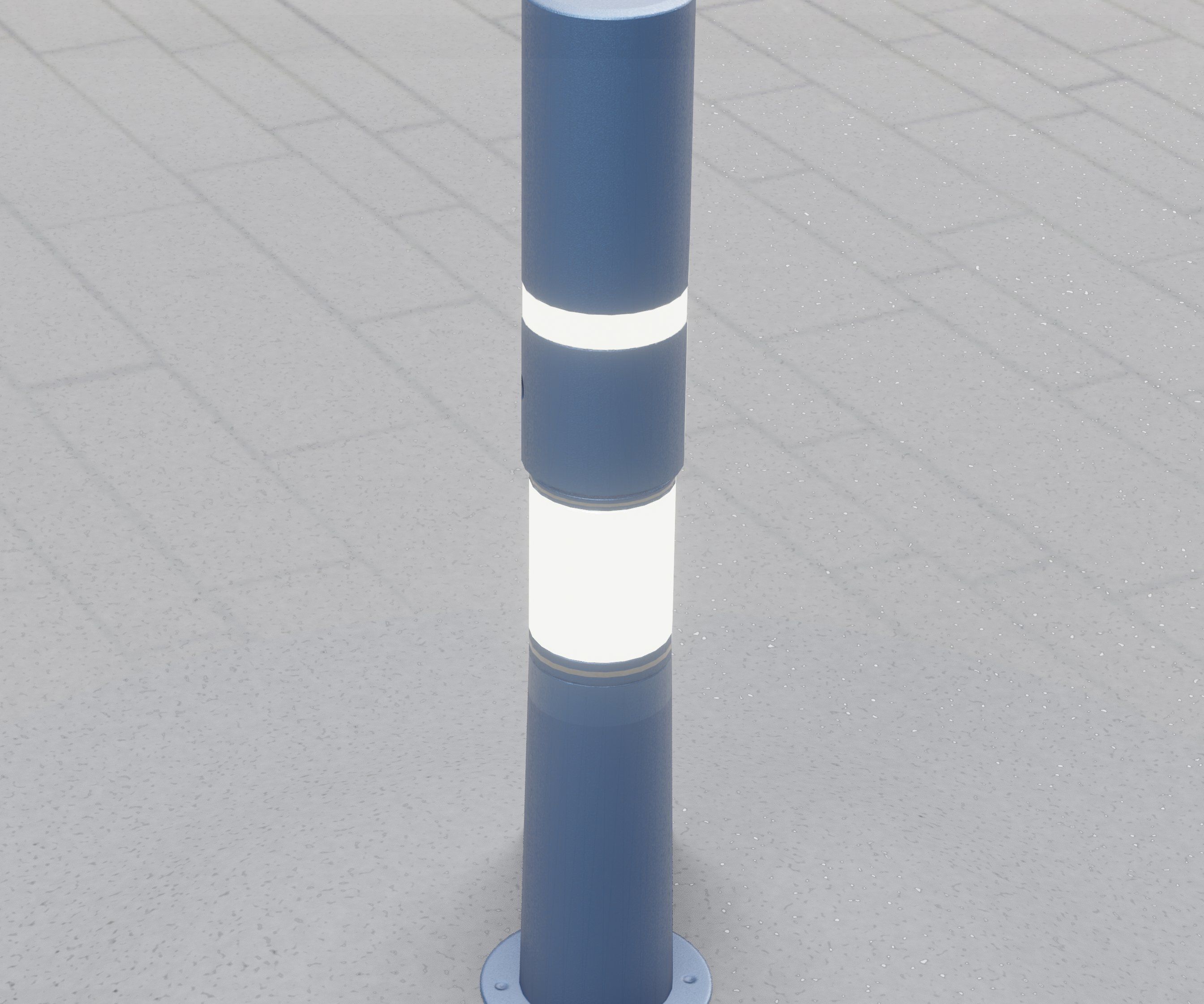 Low-Poly Blue Light Column 8 - Street Light Set-9 Low-poly 3D model_62