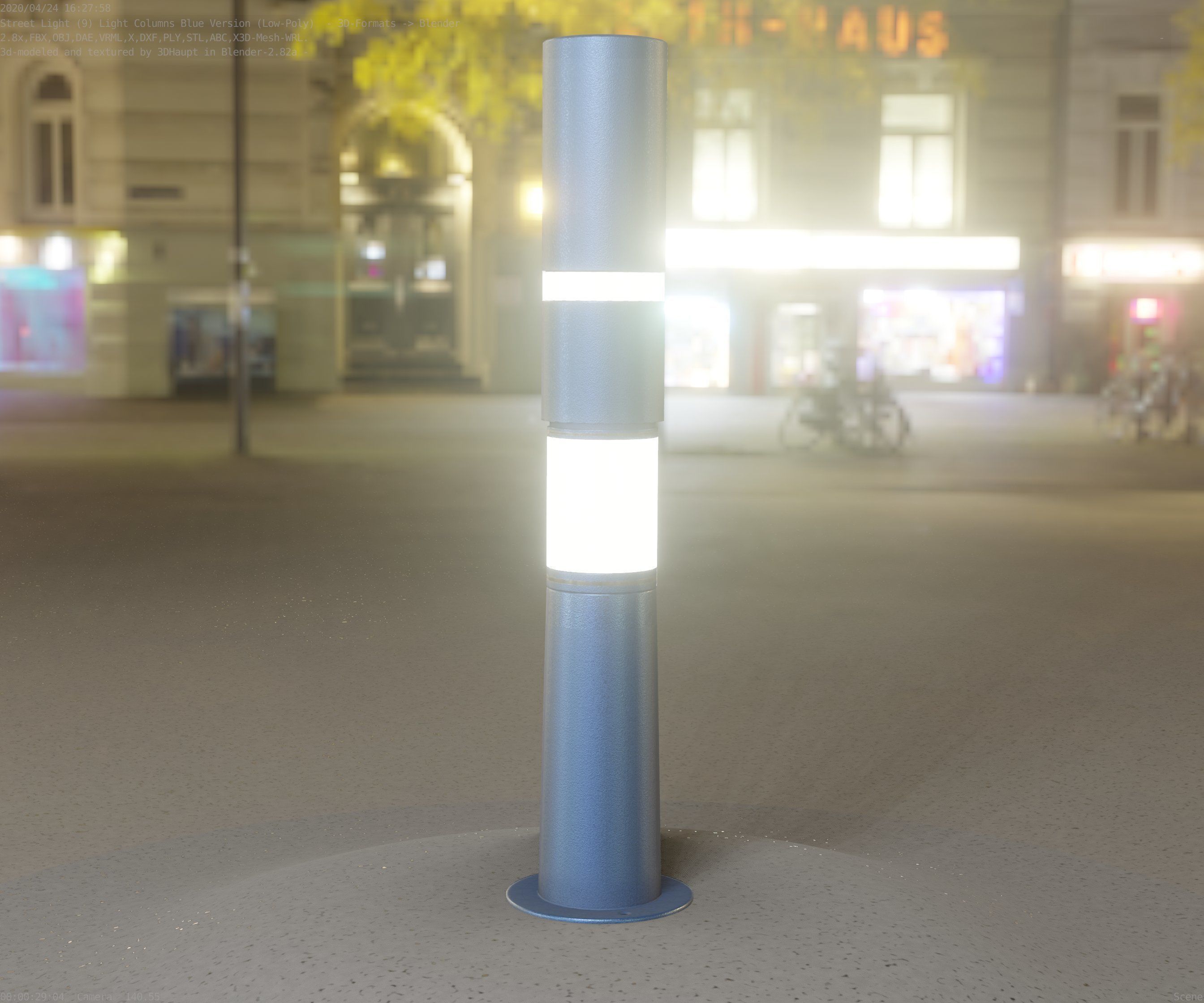 Low-Poly Blue Light Column 8 - Street Light Set-9 Low-poly 3D model_20