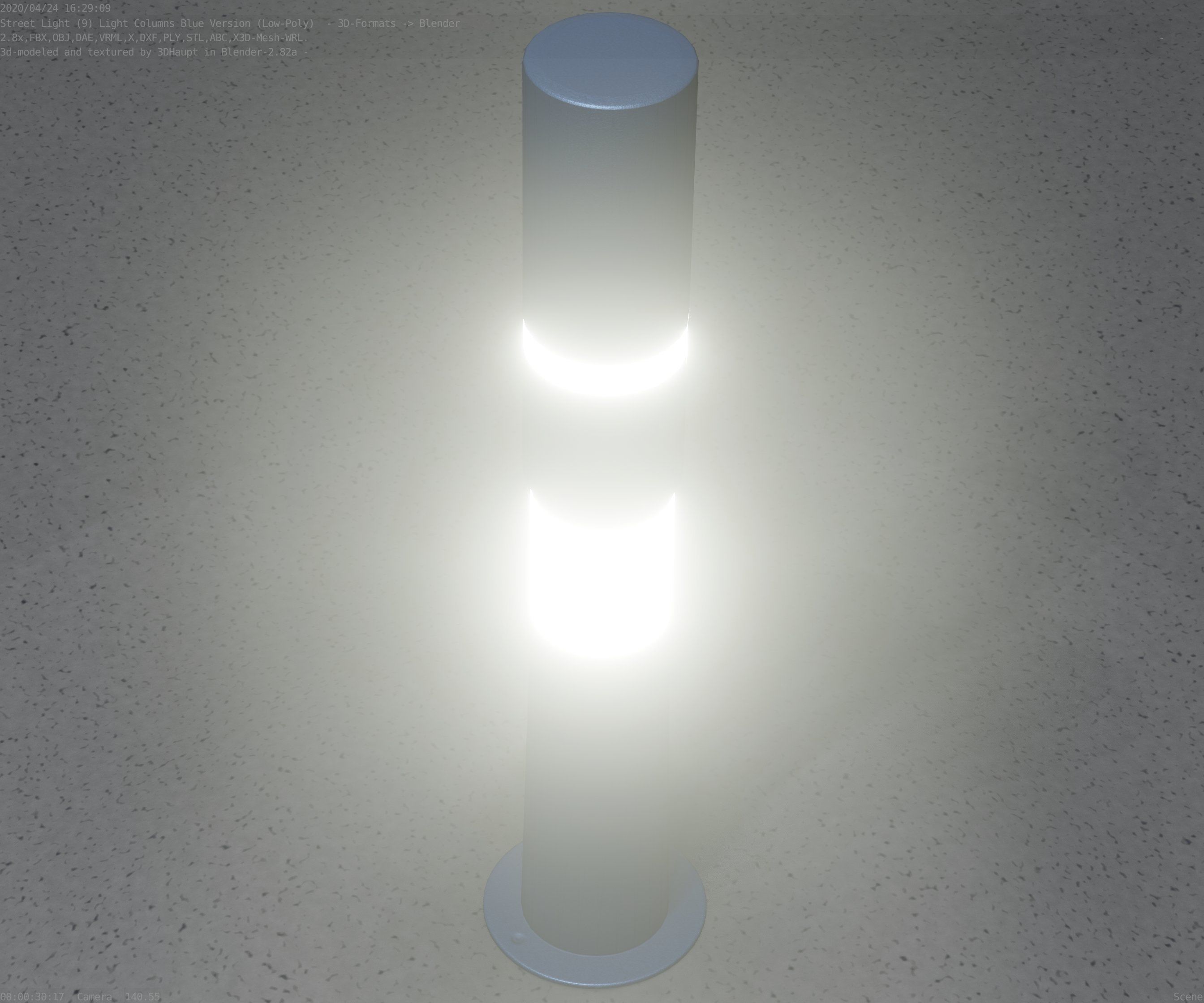 Low-Poly Blue Light Column 8 - Street Light Set-9 Low-poly 3D model_57