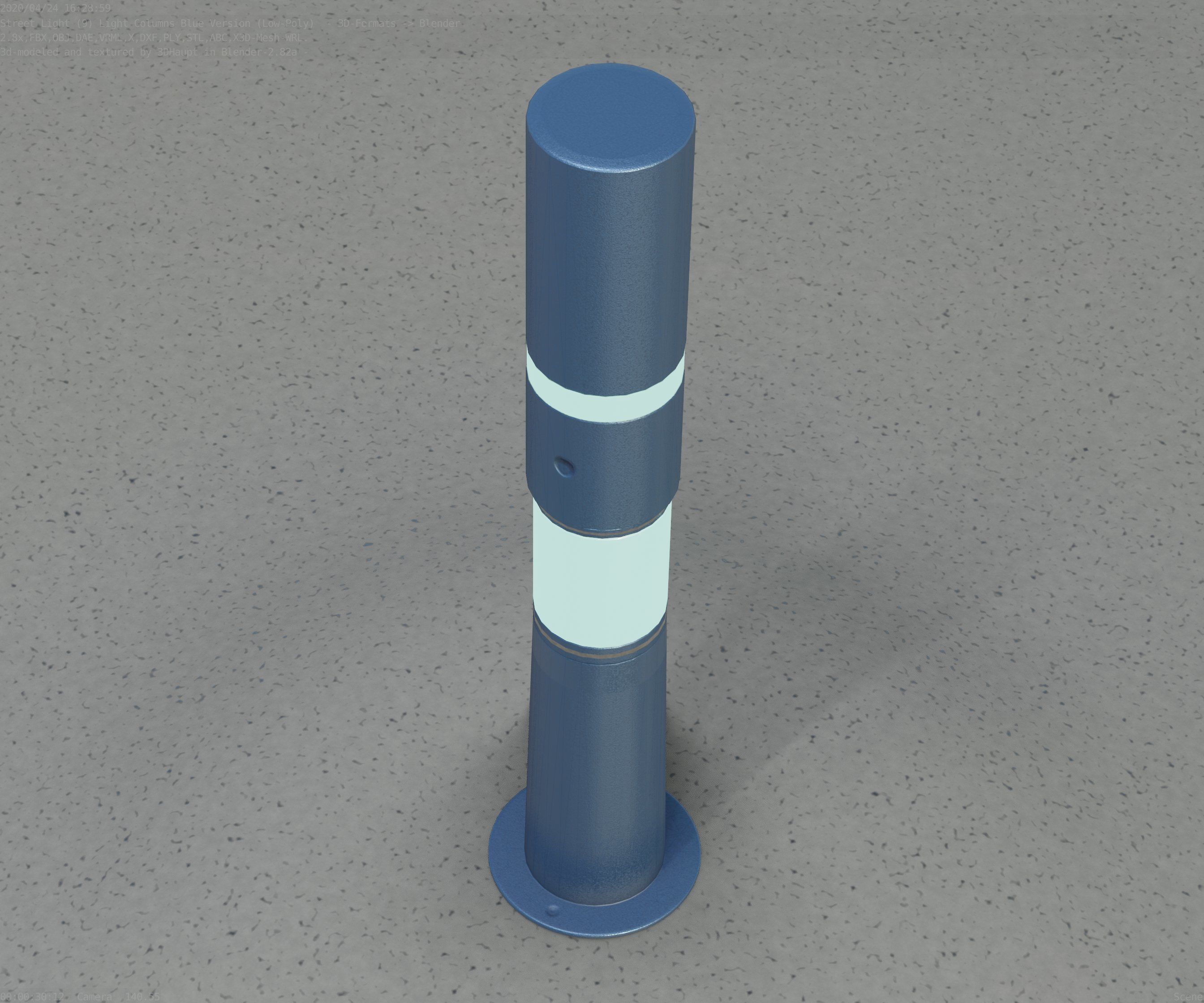 Low-Poly Blue Light Column 8 - Street Light Set-9 Low-poly 3D model_52