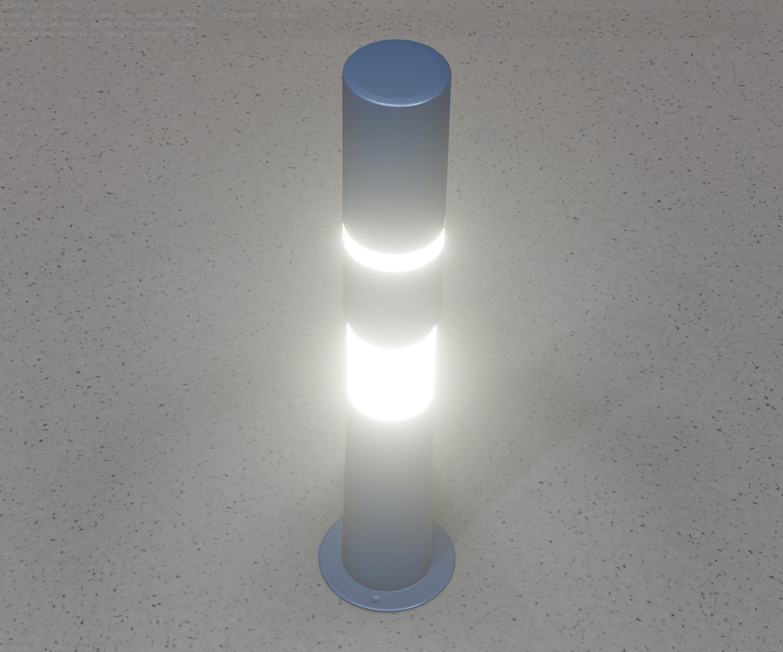 Low-Poly Blue Light Column 8 - Street Light Set-9 Low-poly 3D model_49