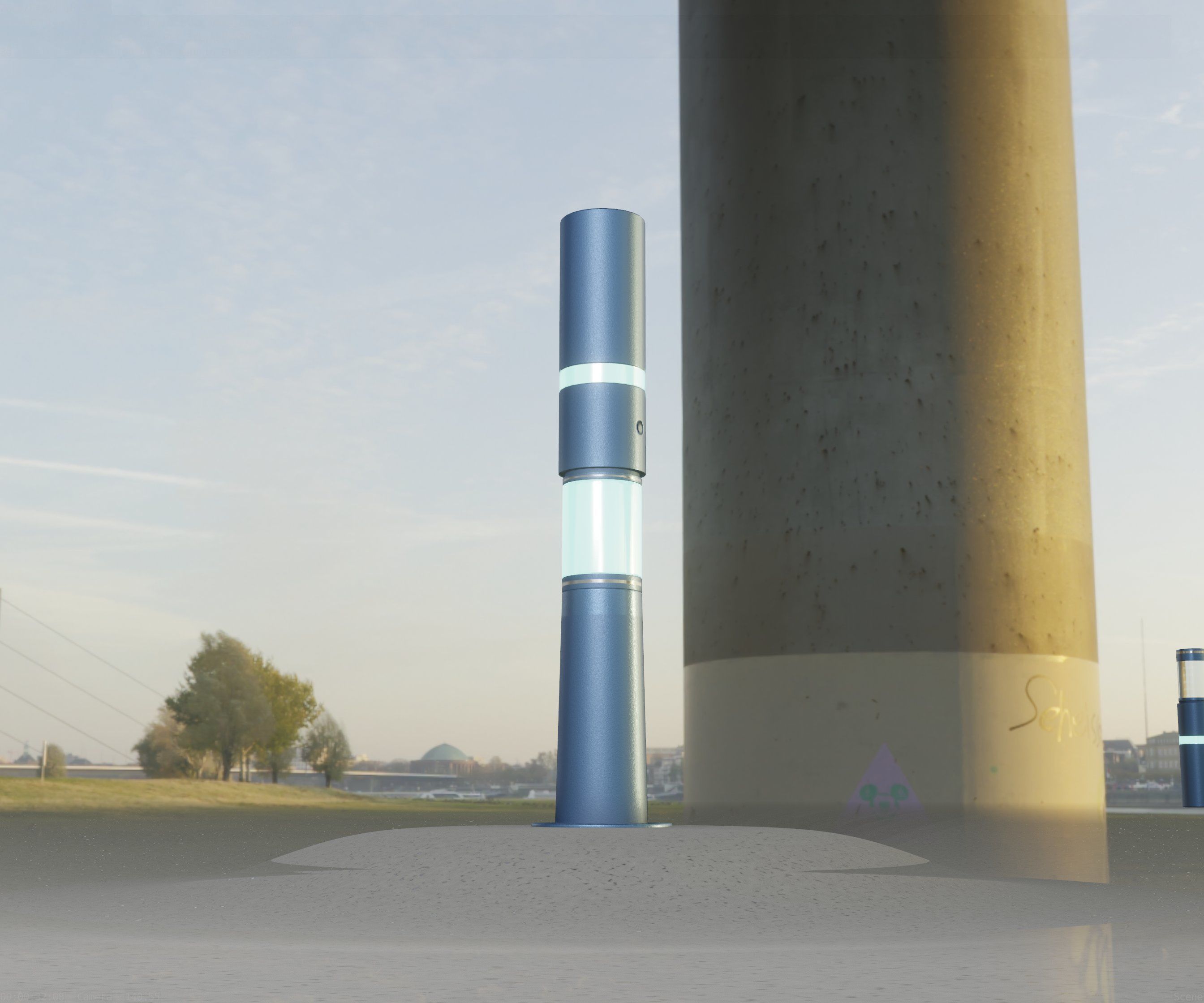 Low-Poly Blue Light Column 8 - Street Light Set-9 Low-poly 3D model_16