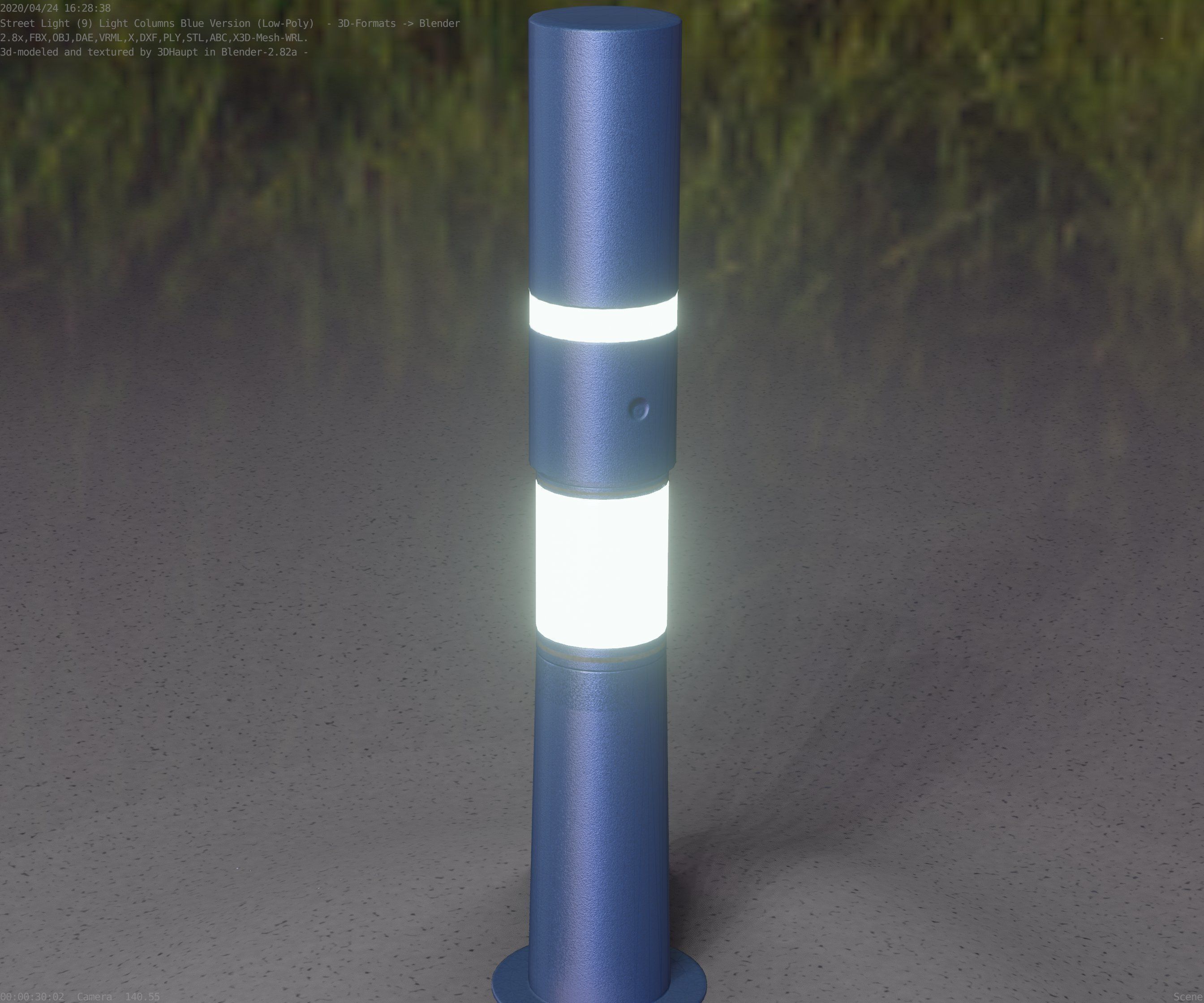 Low-Poly Blue Light Column 8 - Street Light Set-9 Low-poly 3D model_42