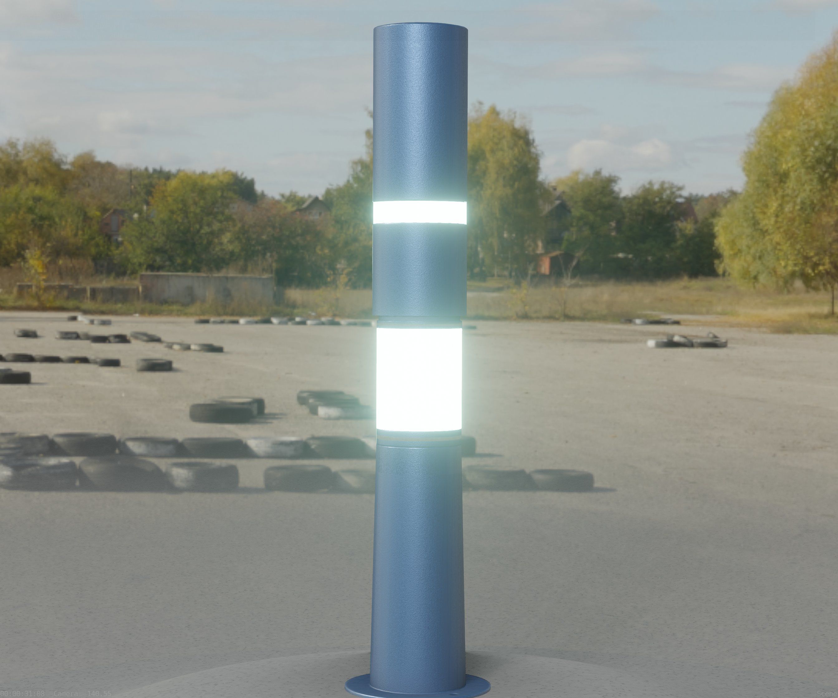 Low-Poly Blue Light Column 8 - Street Light Set-9 Low-poly 3D model_72