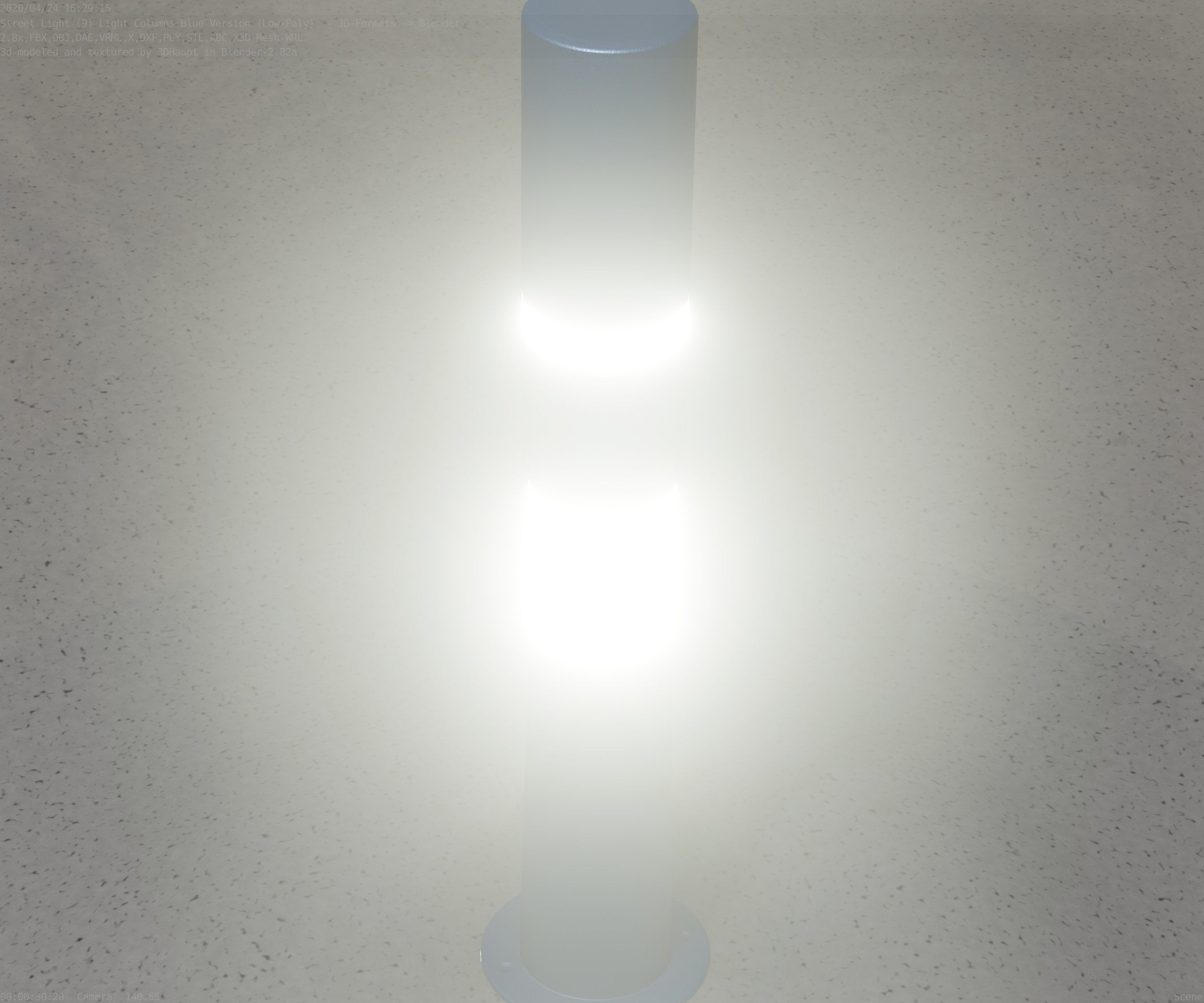 Low-Poly Blue Light Column 8 - Street Light Set-9 Low-poly 3D model_60