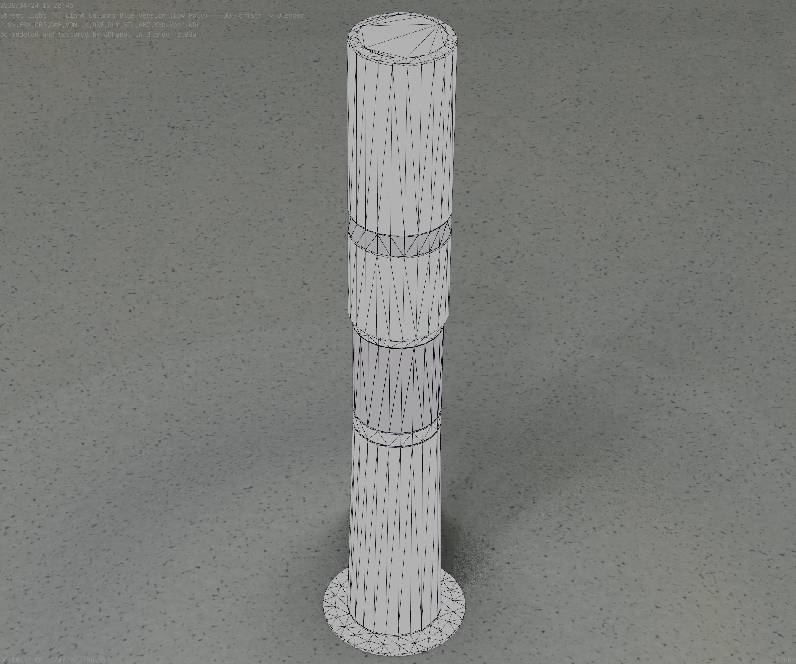 Low-Poly Blue Light Column 8 - Street Light Set-9 Low-poly 3D model_46