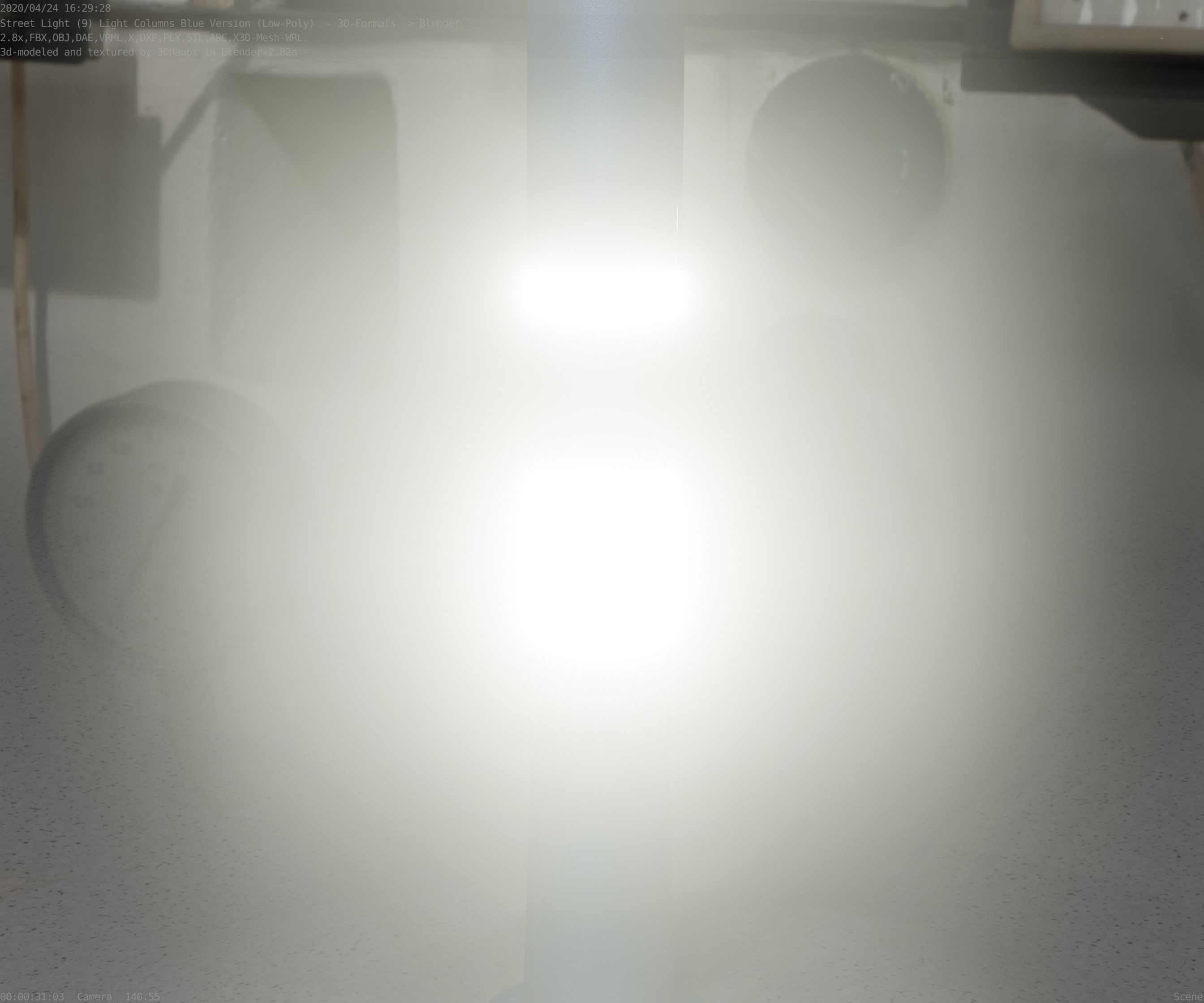 Low-Poly Blue Light Column 8 - Street Light Set-9 Low-poly 3D model_67