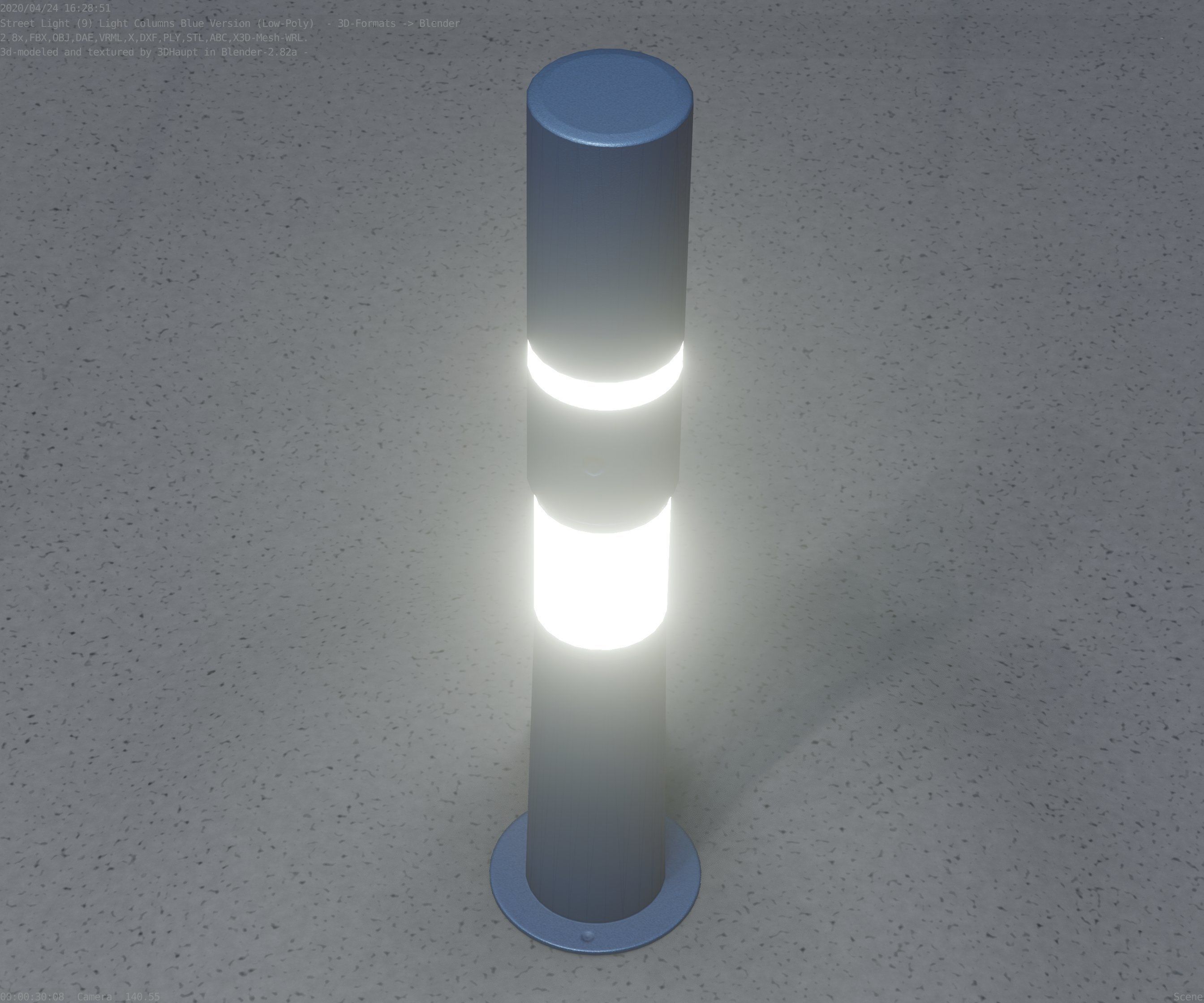Low-Poly Blue Light Column 8 - Street Light Set-9 Low-poly 3D model_48