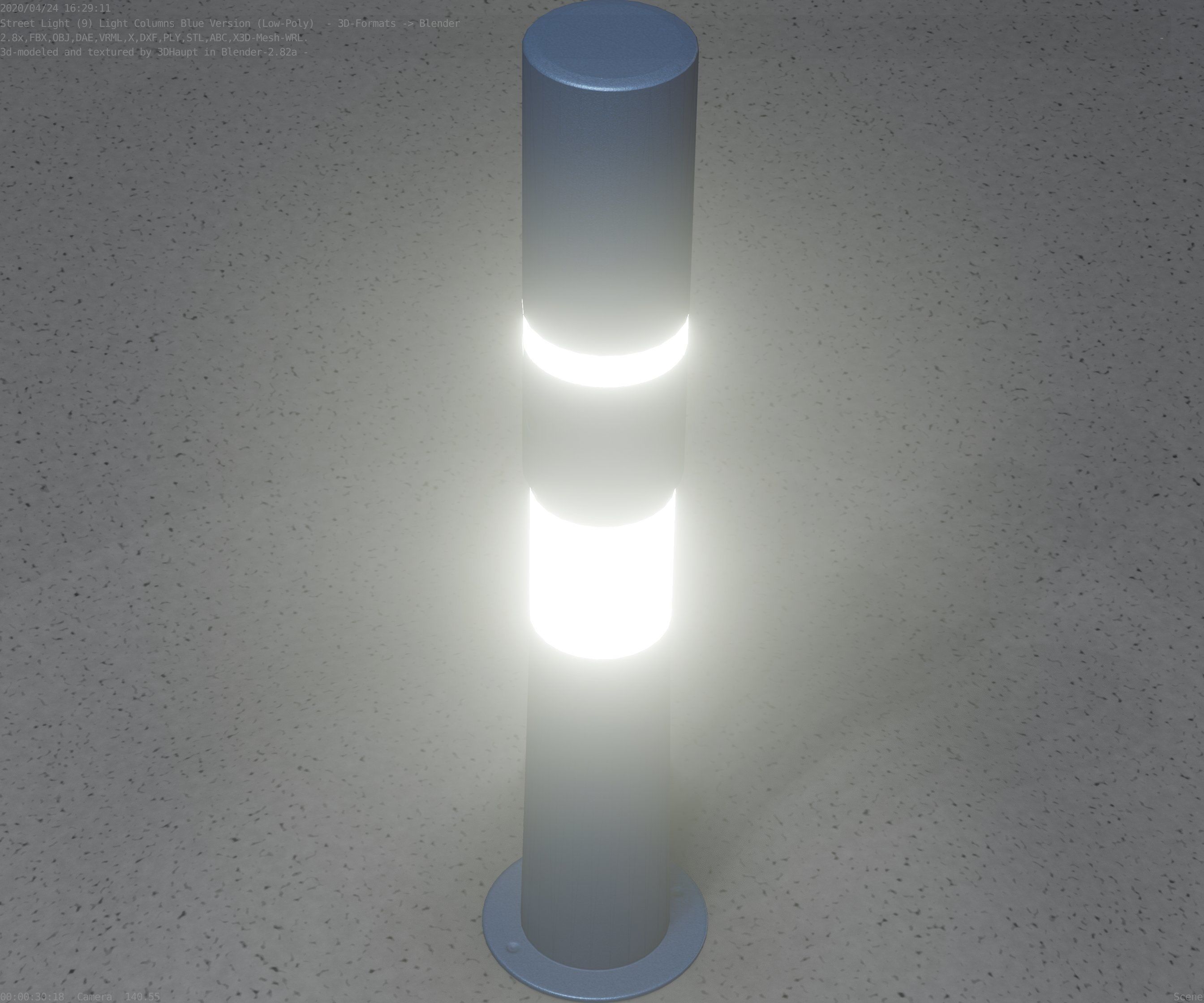 Low-Poly Blue Light Column 8 - Street Light Set-9 Low-poly 3D model_58