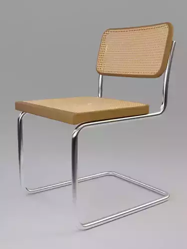 Wicker steel and wood chair