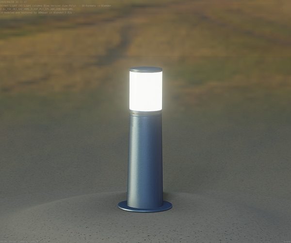 Low-Poly Blue Light Column 9 - Street Light Set-9 Low-poly 3D model