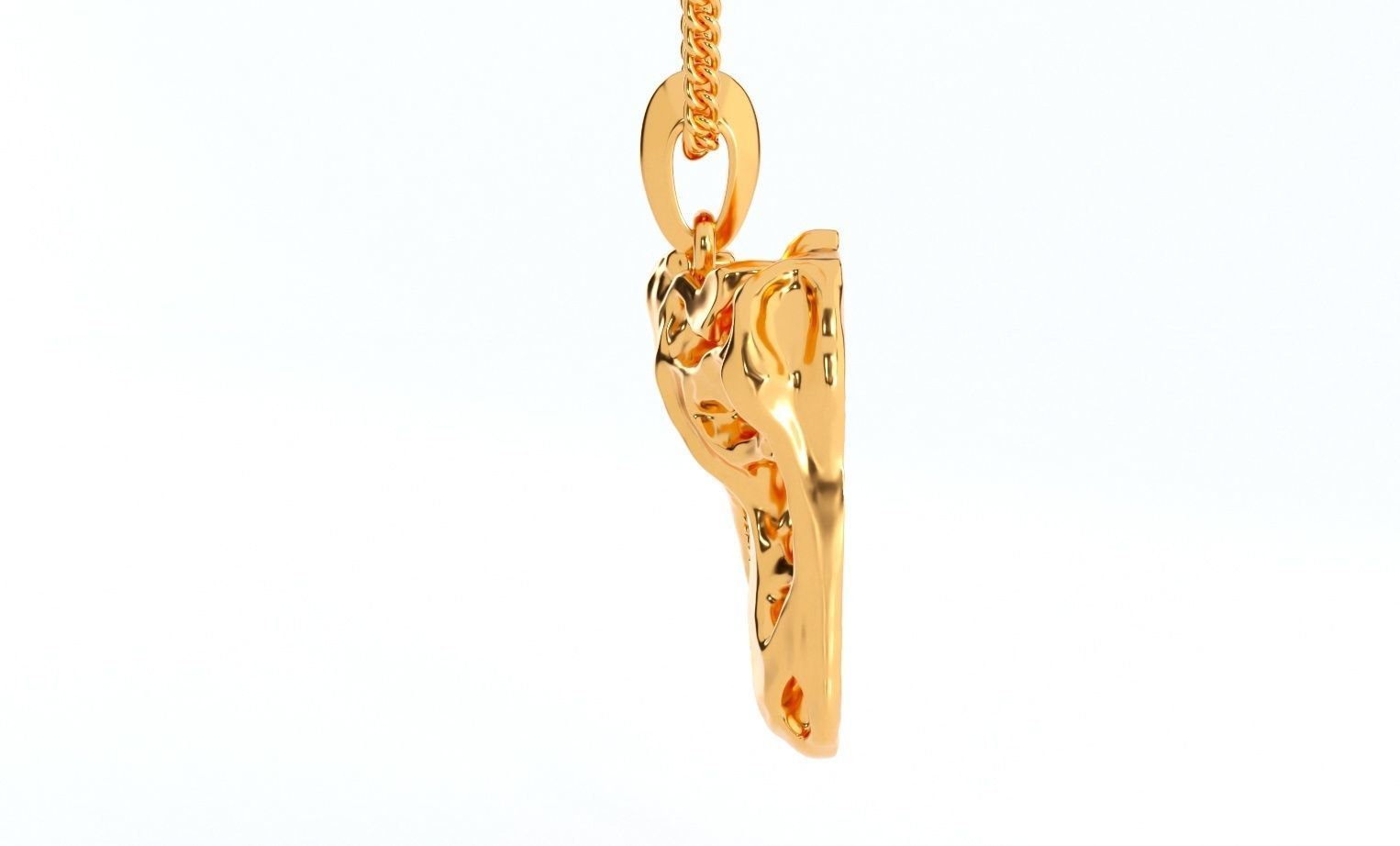 Tyrannosaurus skull silver pendant 3D print model_5