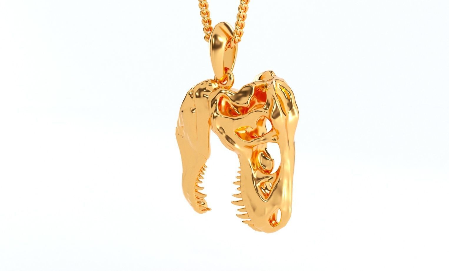 Tyrannosaurus skull silver pendant 3D print model_4
