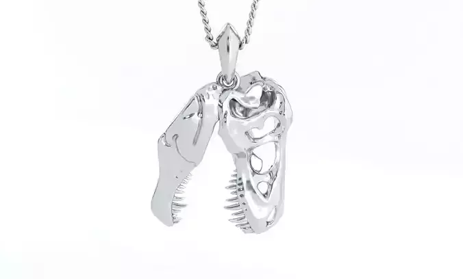 Tyrannosaurus skull silver pendant 3D print model