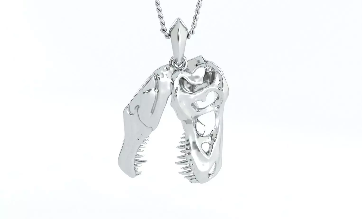 Tyrannosaurus skull silver pendant 3D print model_0