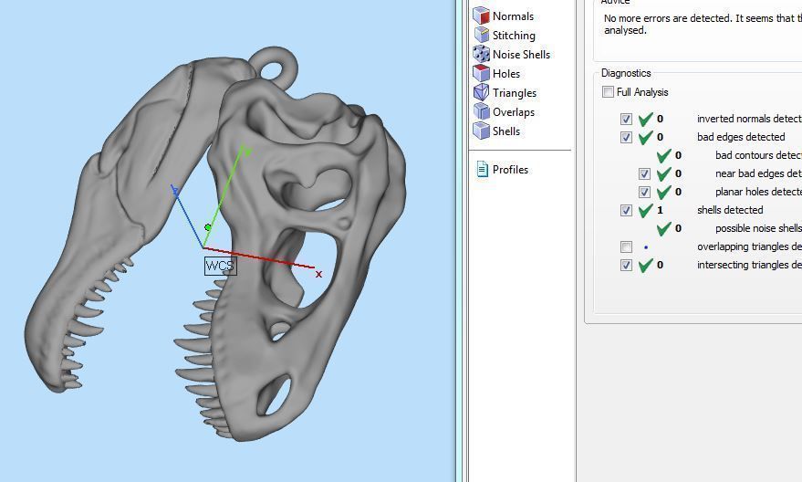 Tyrannosaurus skull silver pendant 3D print model_8