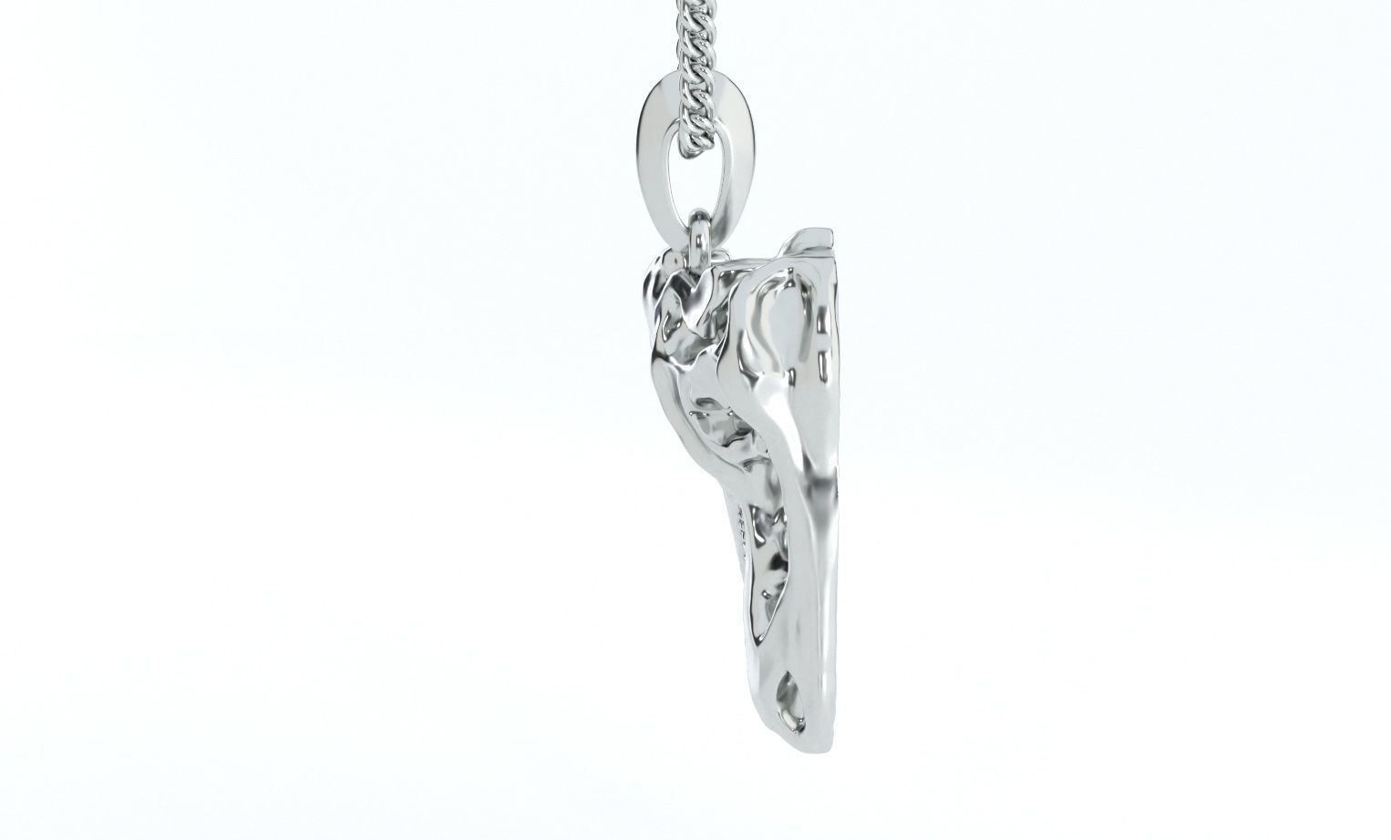 Tyrannosaurus skull silver pendant 3D print model_2