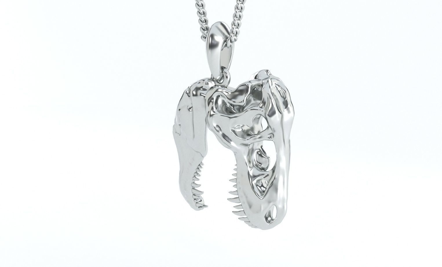 Tyrannosaurus skull silver pendant 3D print model_1