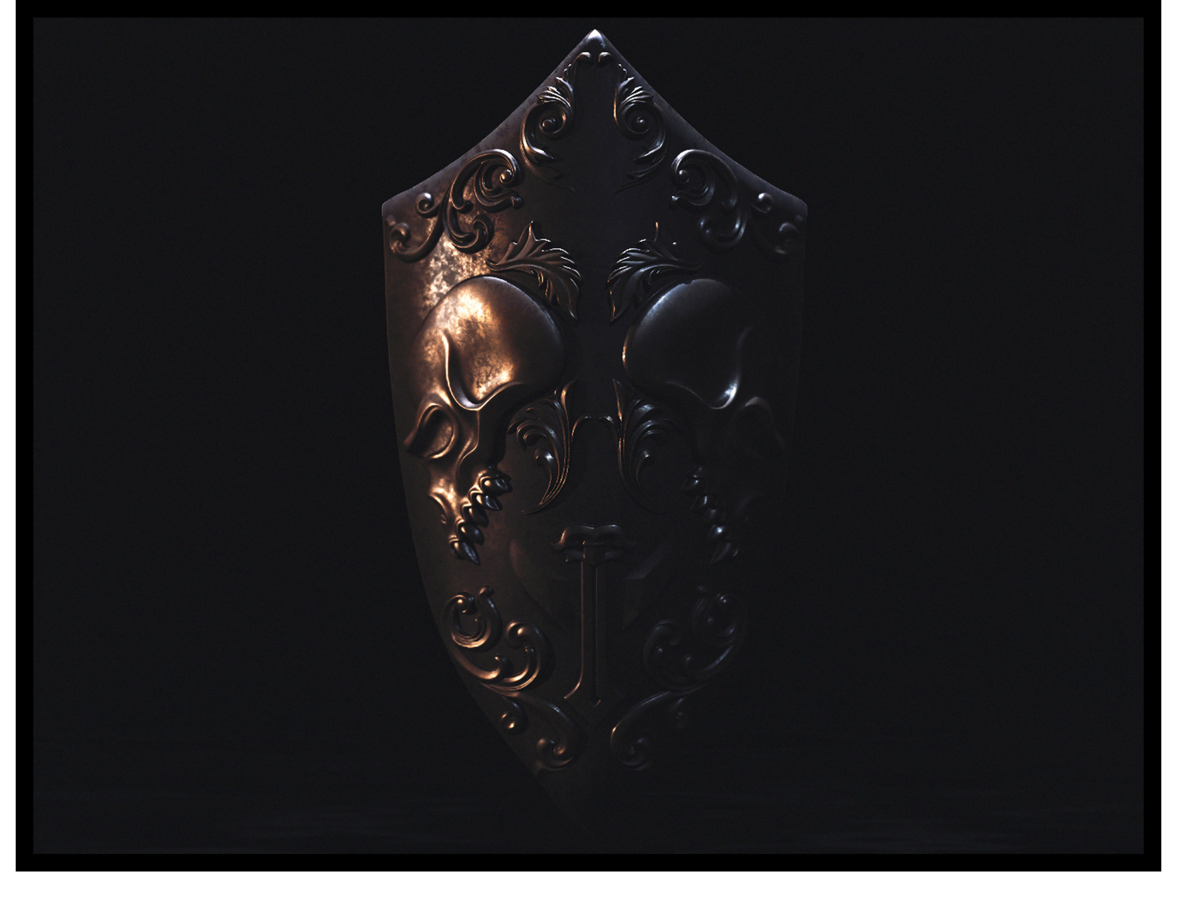 Skeleton Shield Low-poly 3D model_1