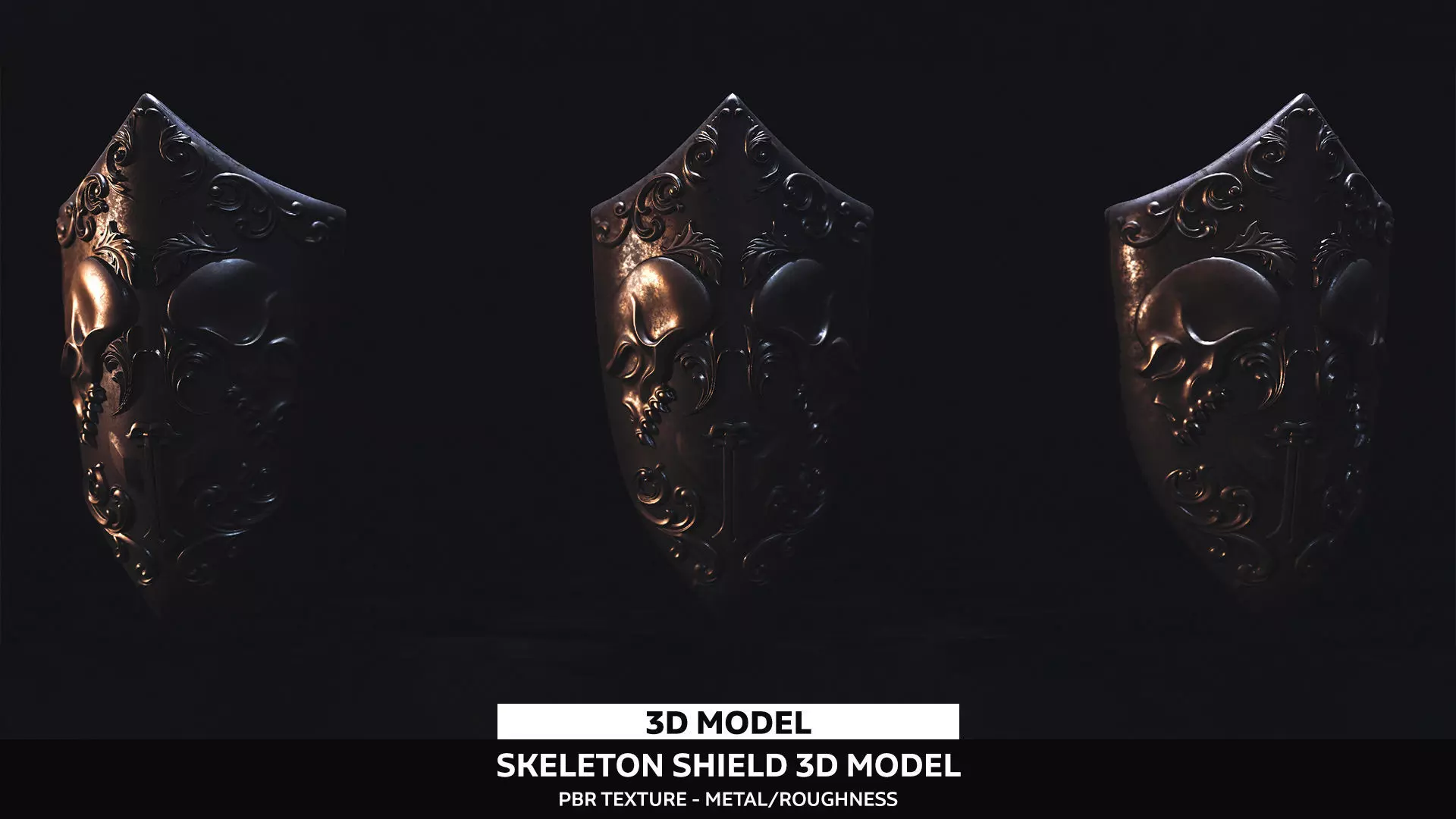 Skeleton Shield Low-poly 3D model_0