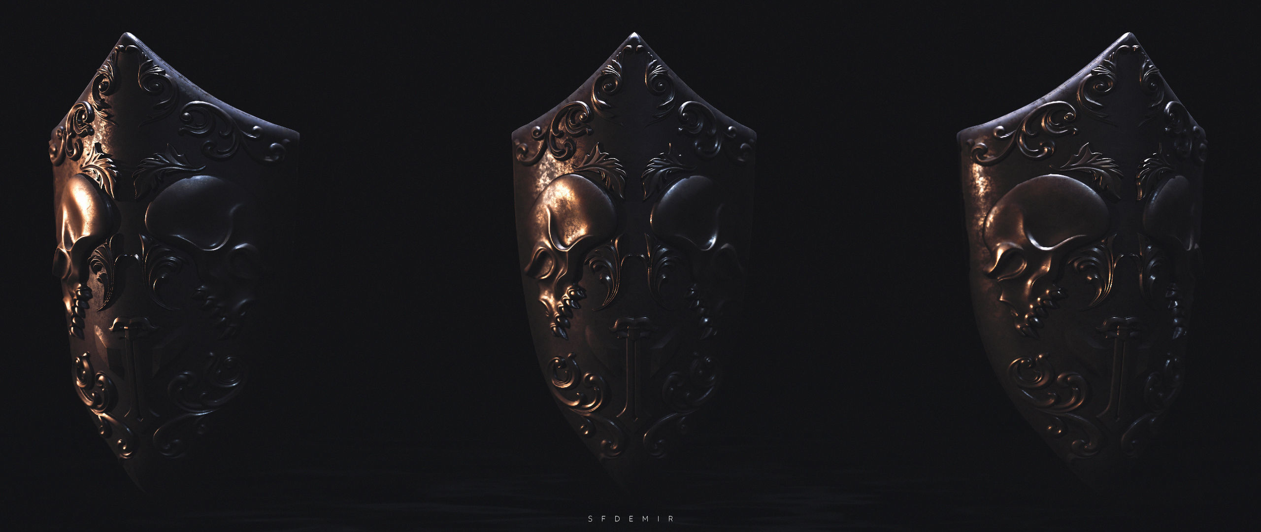 Skeleton Shield Low-poly 3D model_2