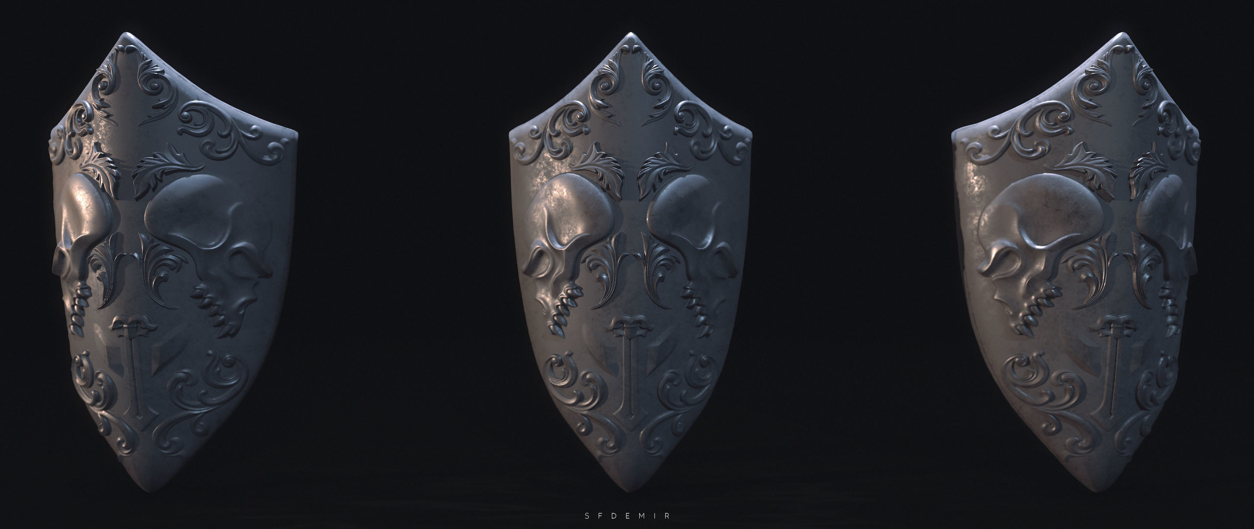 Skeleton Shield Low-poly 3D model_3