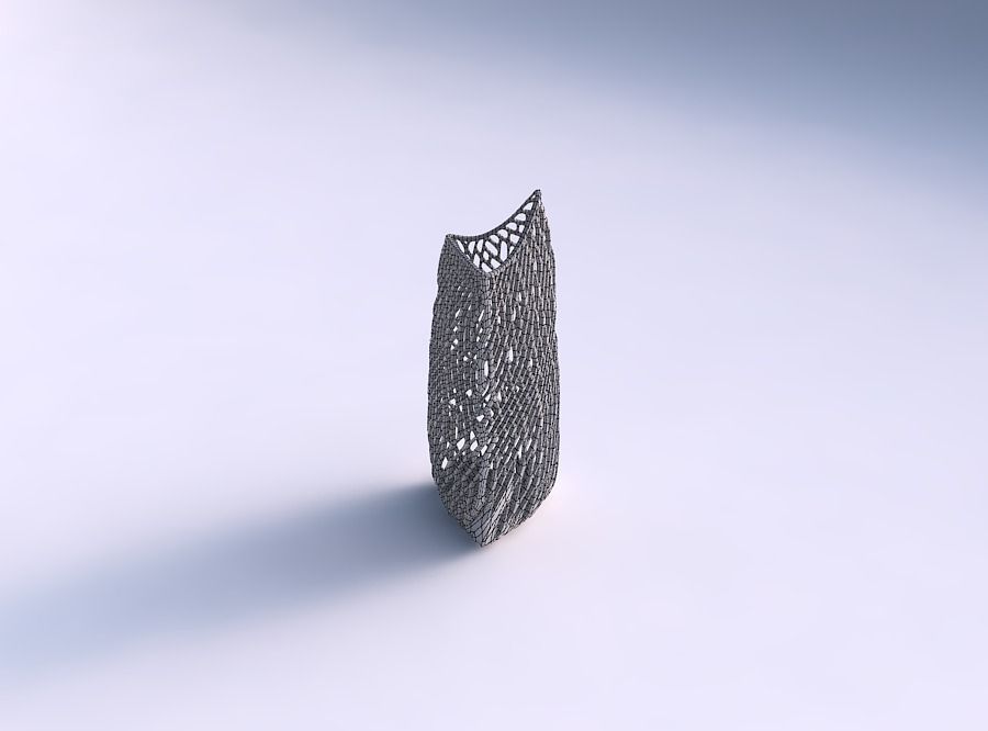 Vase curved tipping triangle 2 with twisted lattice tiles 3D print model_5