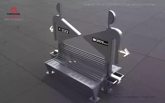BANCH 3D MODEL   metro  DIRECTION SIGN
