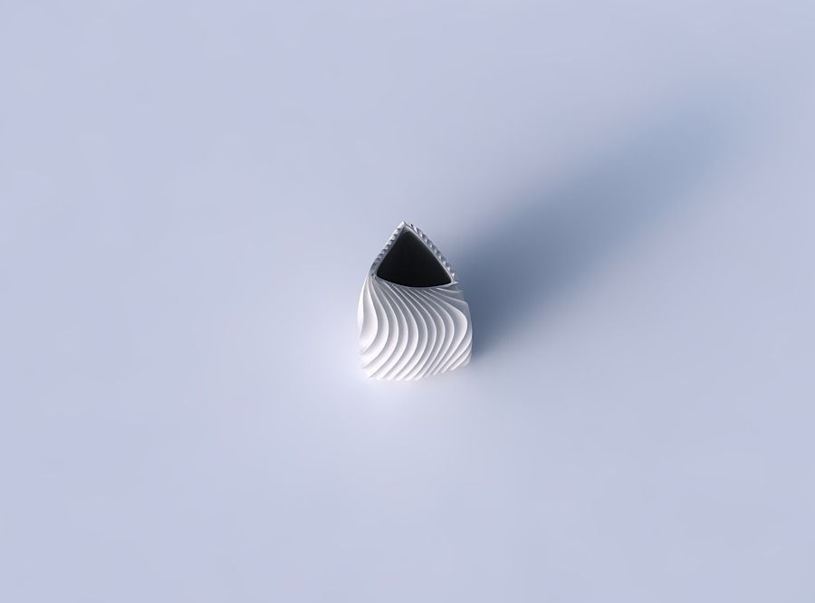 Vase curved tipping triangle 2 with wavy extruded lines 4 3D print model_2