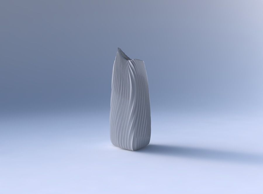 Vase curved tipping triangle 2 with wavy extruded lines 4 3D print model_4