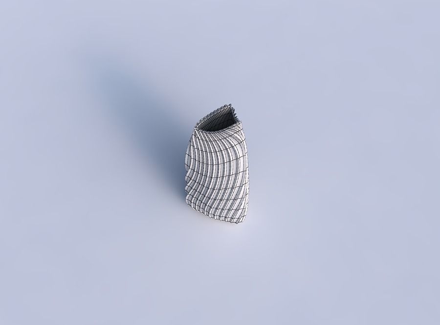 Vase curved tipping triangle 2 with wavy extruded lines 4 3D print model_6