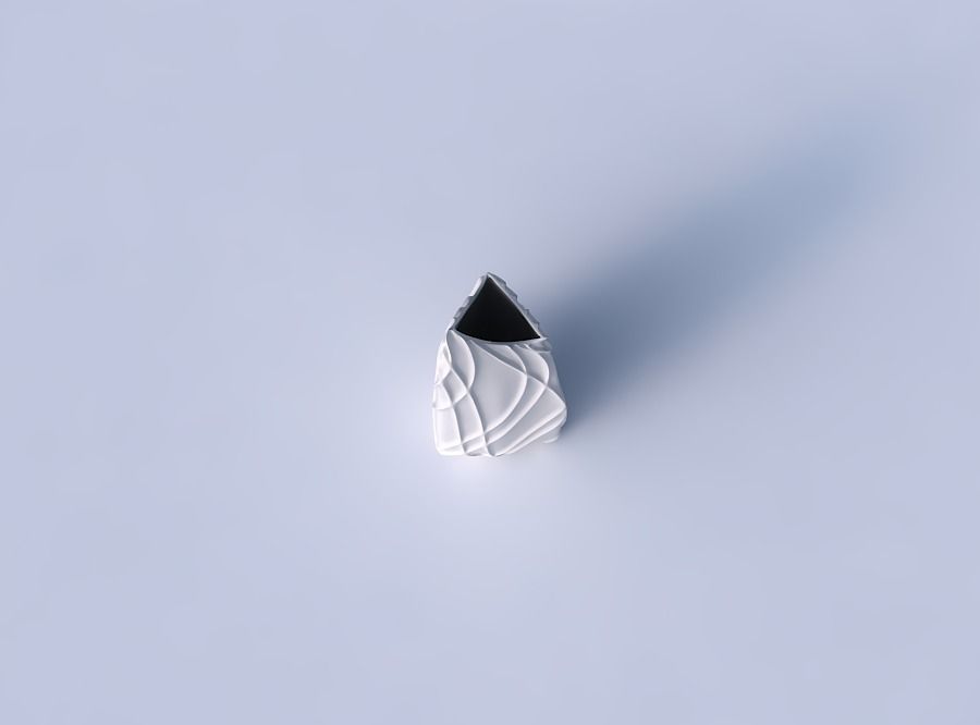 Vase curved tipping triangle 2 with wavy sparse extruded lines 3D print model_2