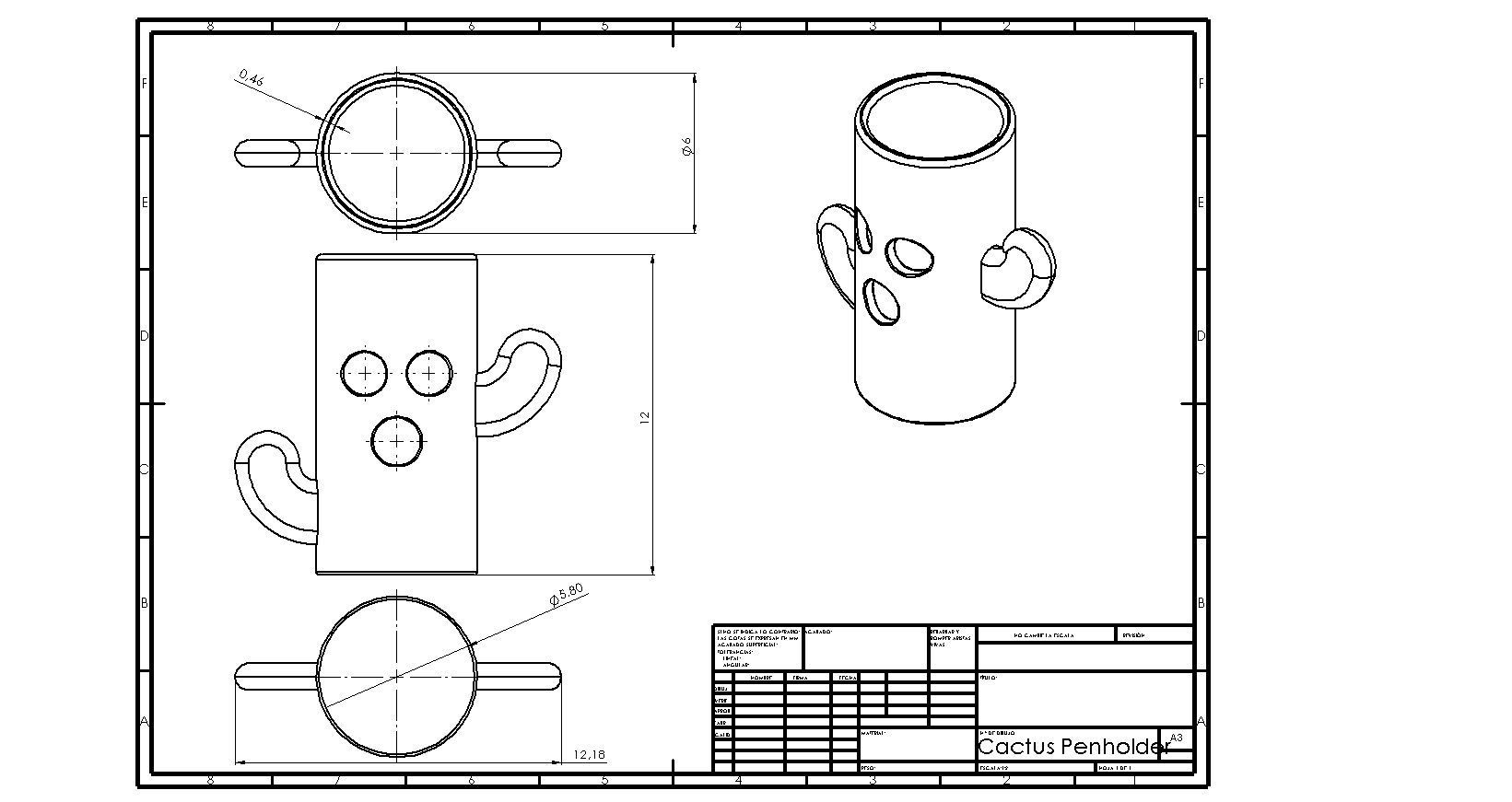 Cactus Pen holder  3D print model_2