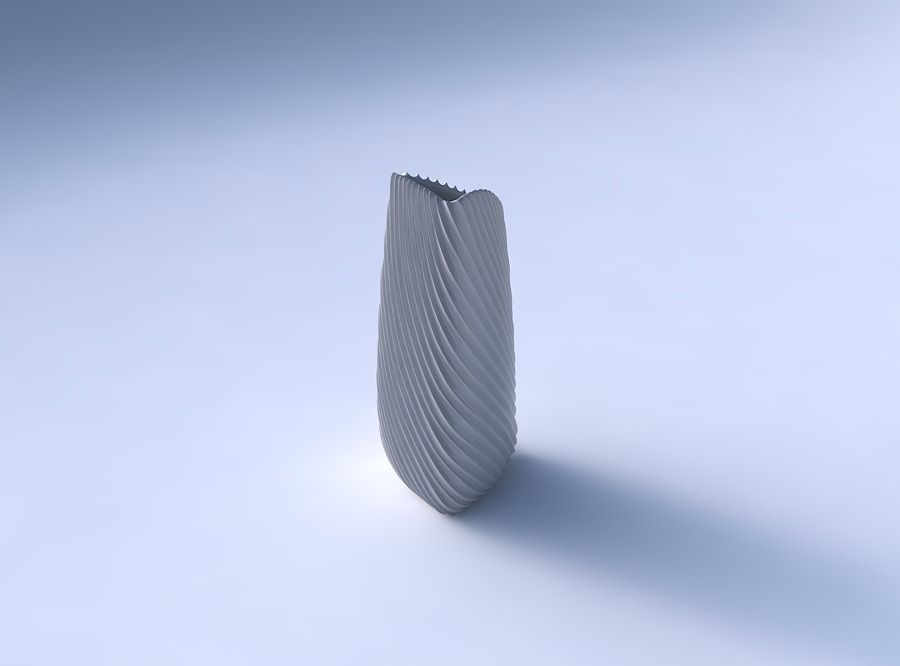 Vase curved tipping triangle with bent extruded lines 2 3D print model_3