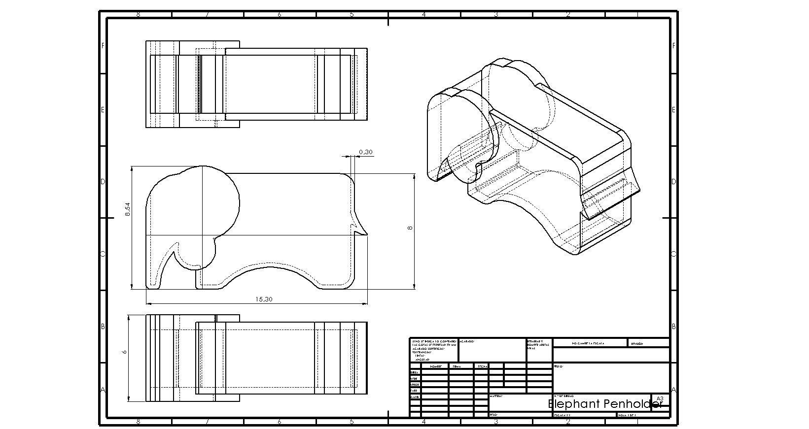 Elephant Pen Holder  3D print model_3
