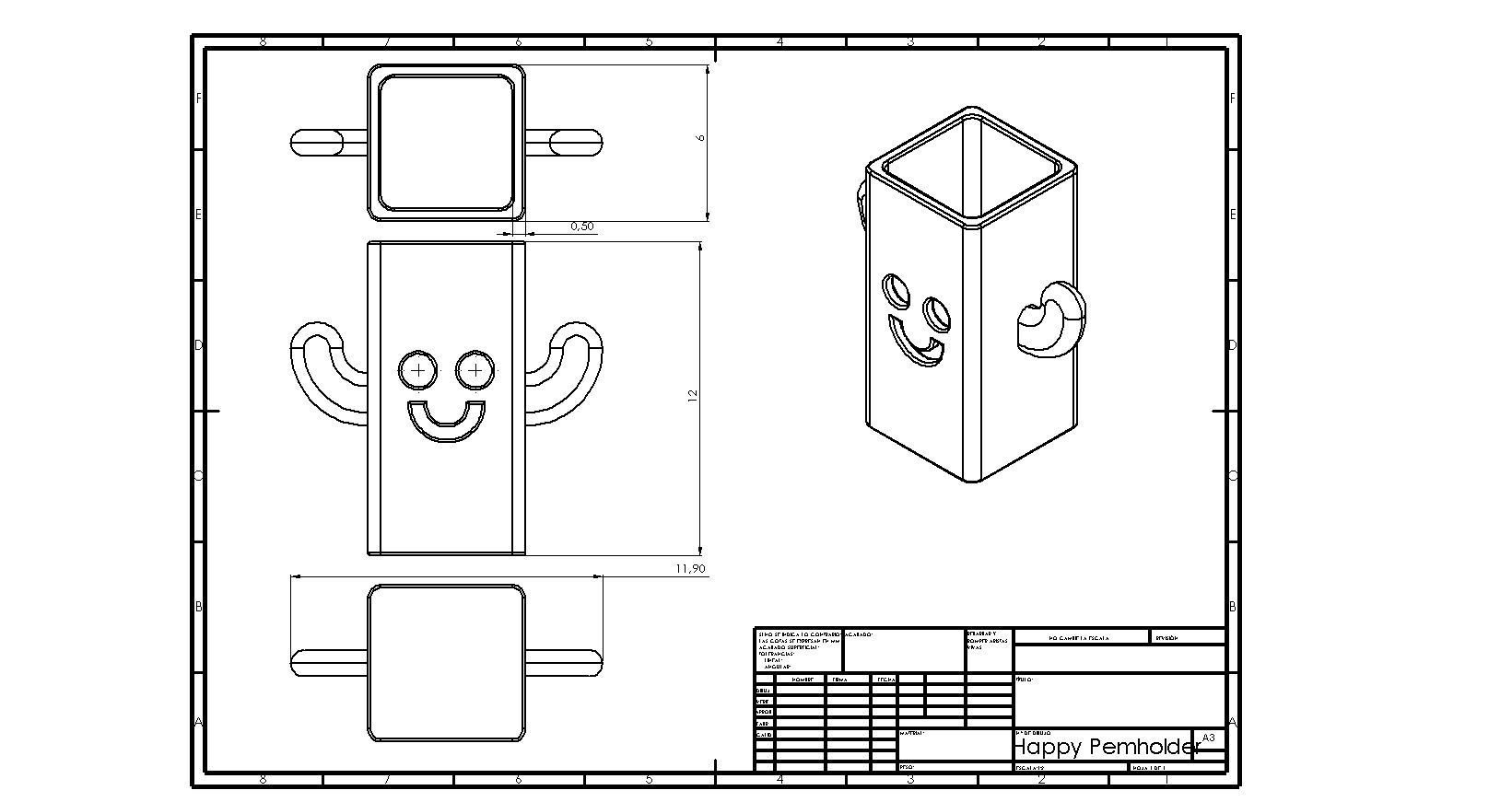Happy Pen Holder  3D print model_3