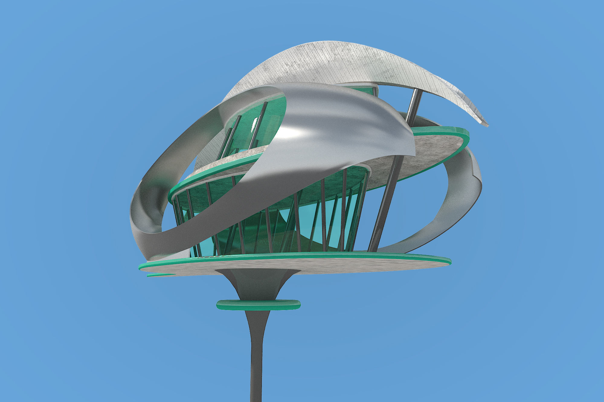 Futuristic Architecture Skyscraper 07 3D model_4