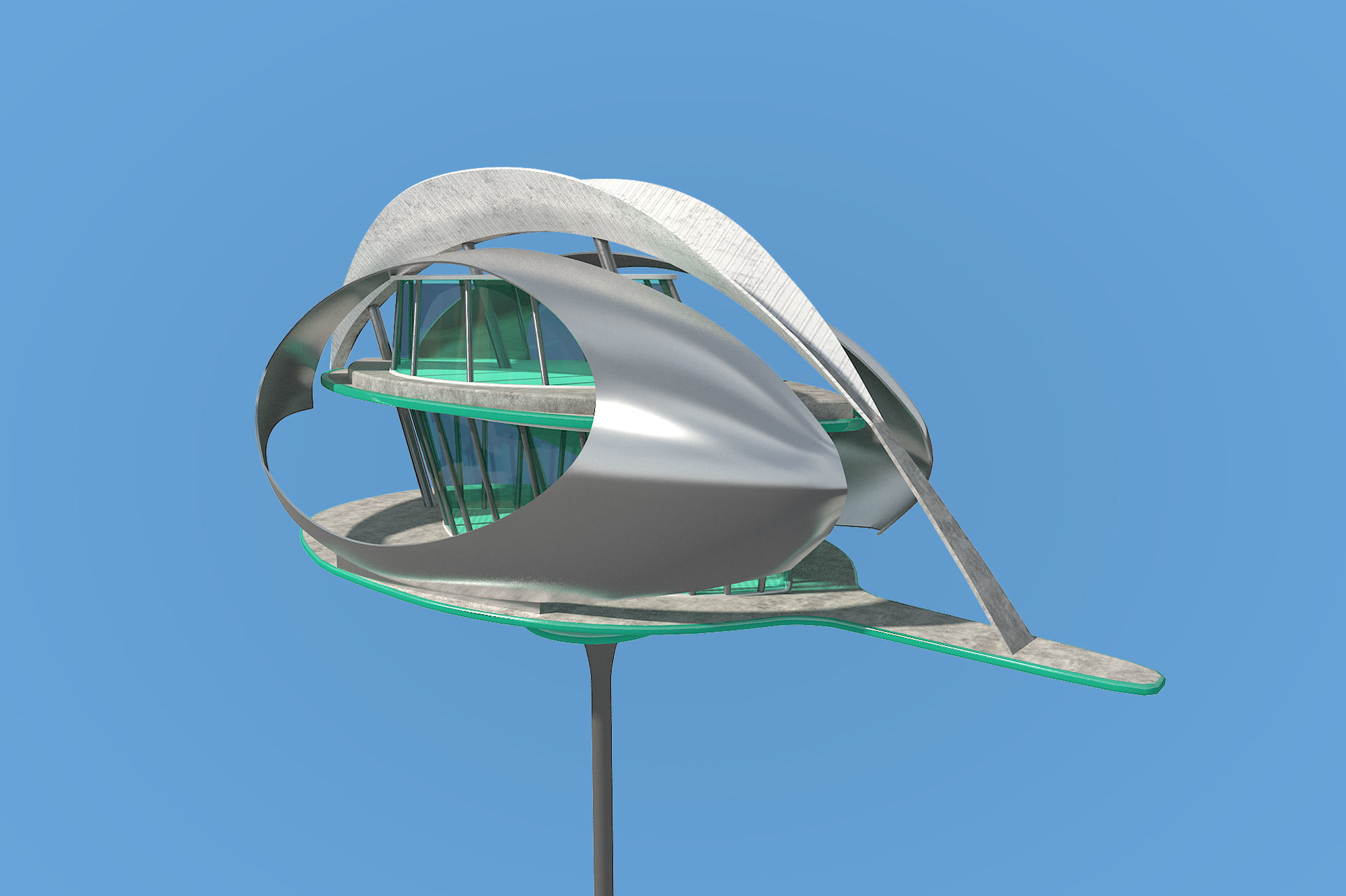 Futuristic Architecture Skyscraper 07 3D model_2