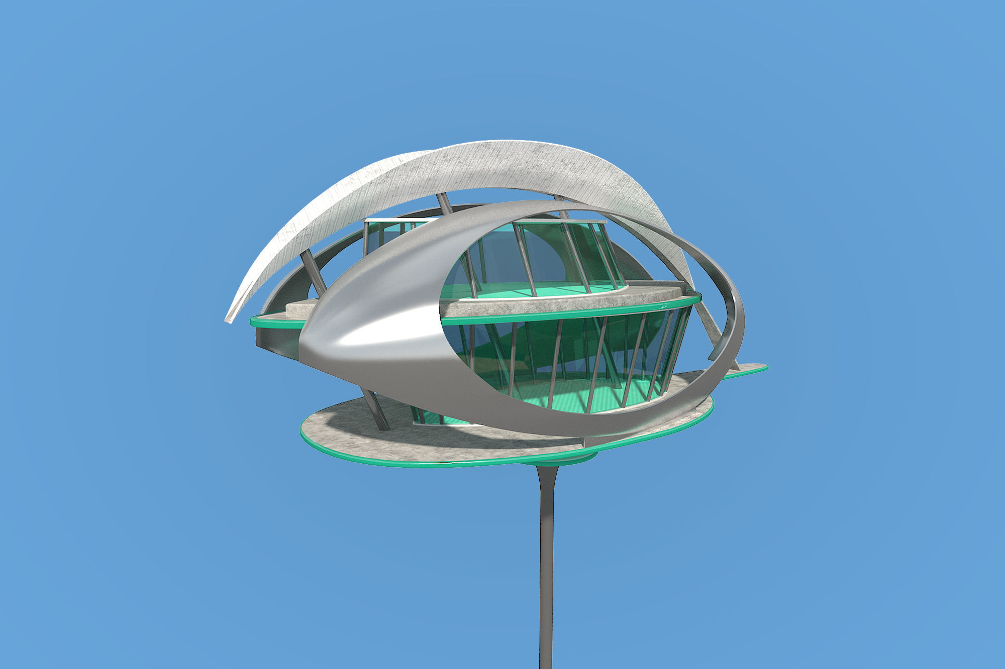 Futuristic Architecture Skyscraper 07 3D model_1