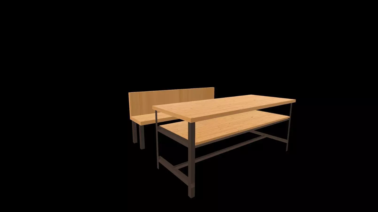 3d Desk school Low-poly 3D model_0