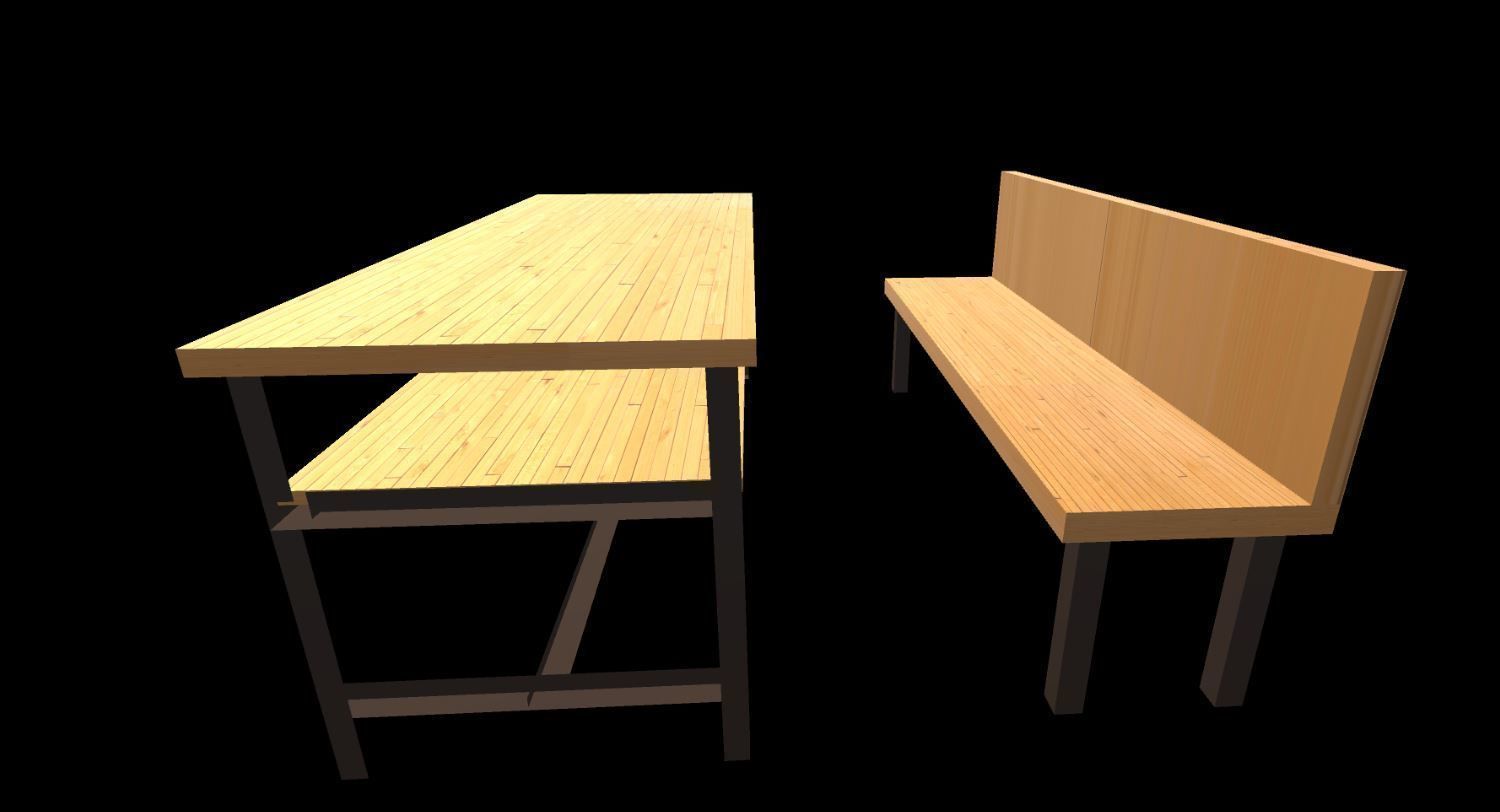 3d Desk school Low-poly 3D model_1