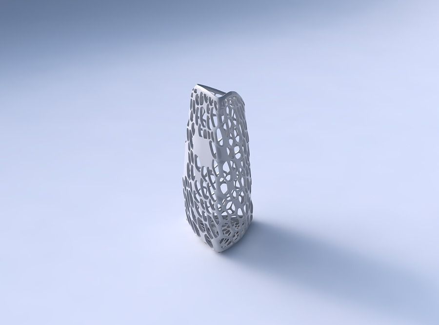 Vase curved tipping triangle with dense organic lattice 2 3D print model_3